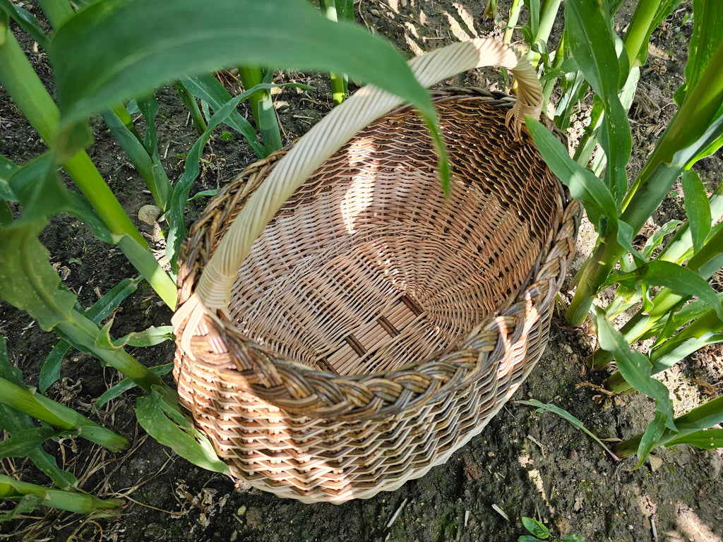 Round Wicker Basket with Handle