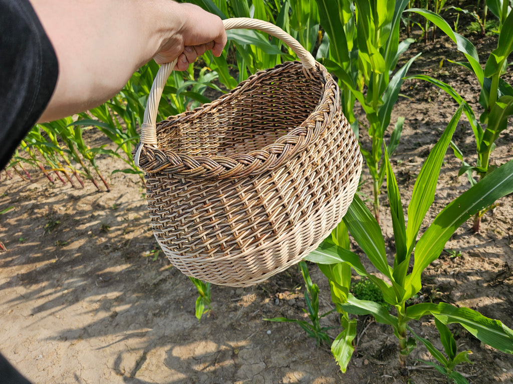 Round Wicker Basket with Handle