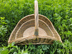 Large Wicker Flower Basket with Arched Handle