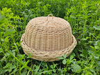 Wicker Food Cloche with Round Tray