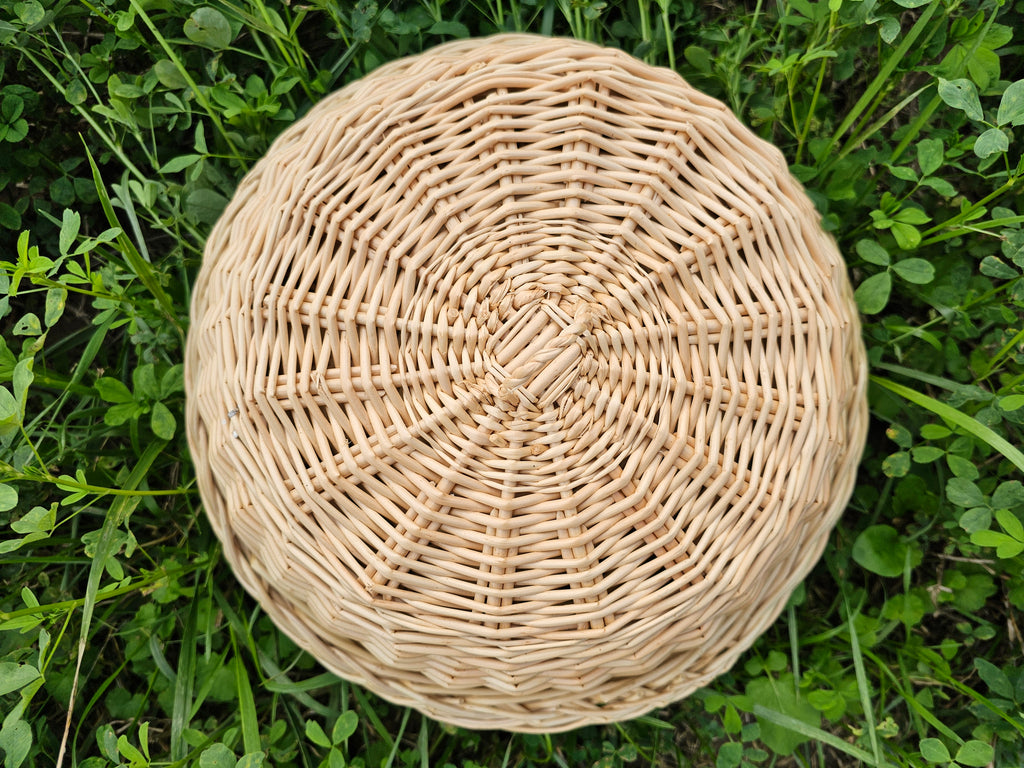 Wicker Food Cloche with Round Tray