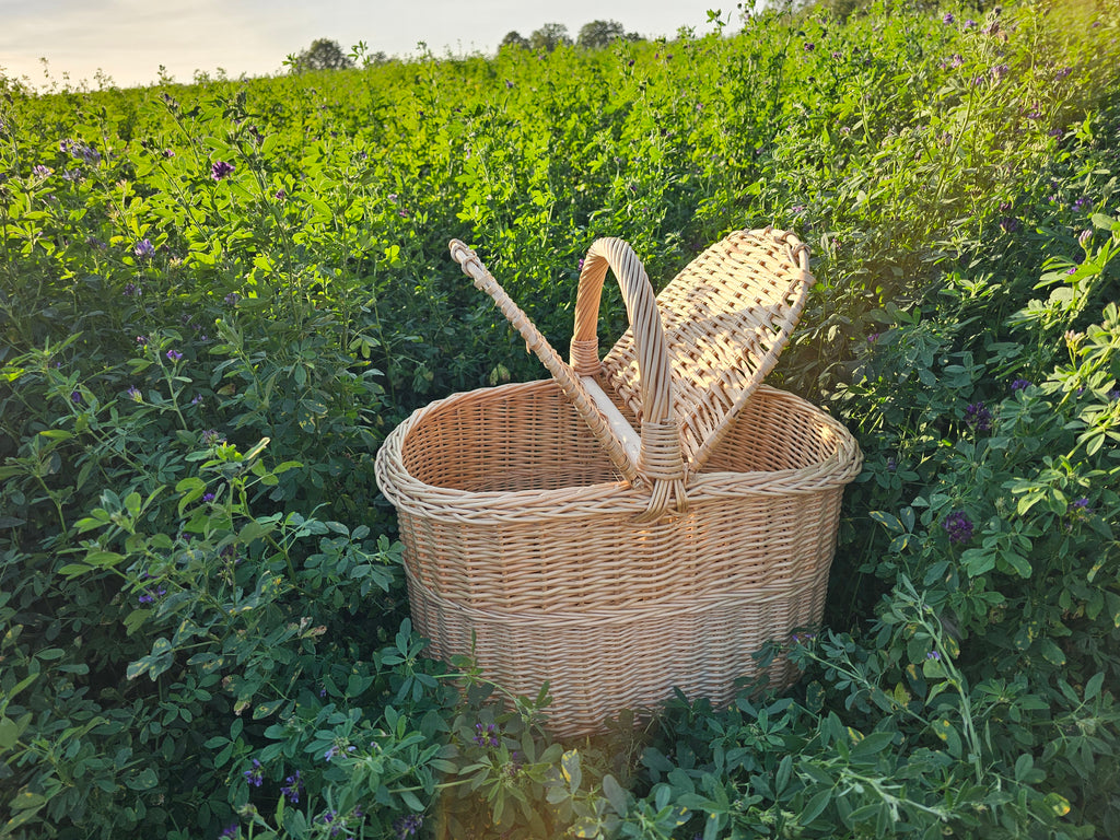 Wicker Picnic Hamper with Lid