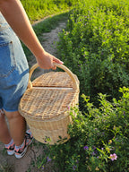 Wicker Picnic Hamper with Lid