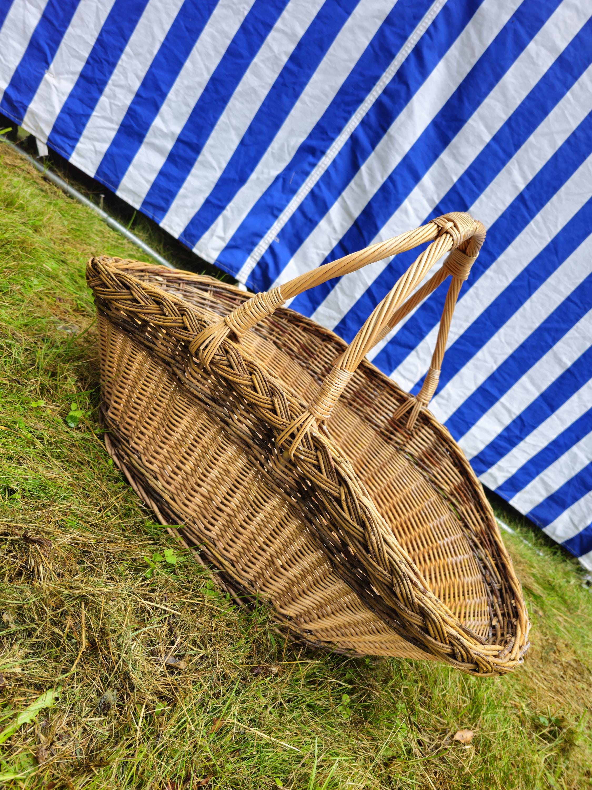 Extra Large Rustic Wicker Basket with Braided Rim