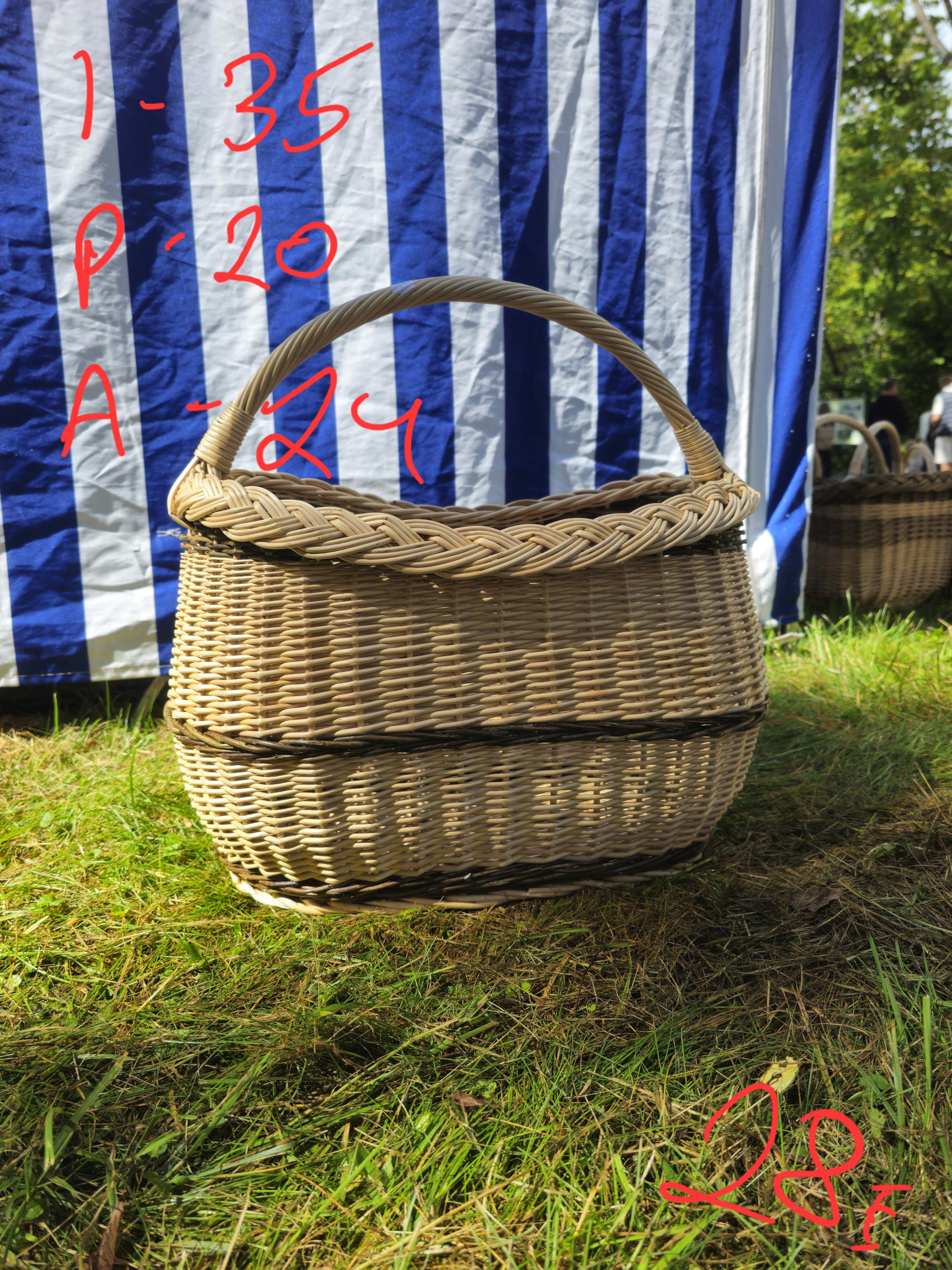 Wicker Oval Basket with Braided Rim