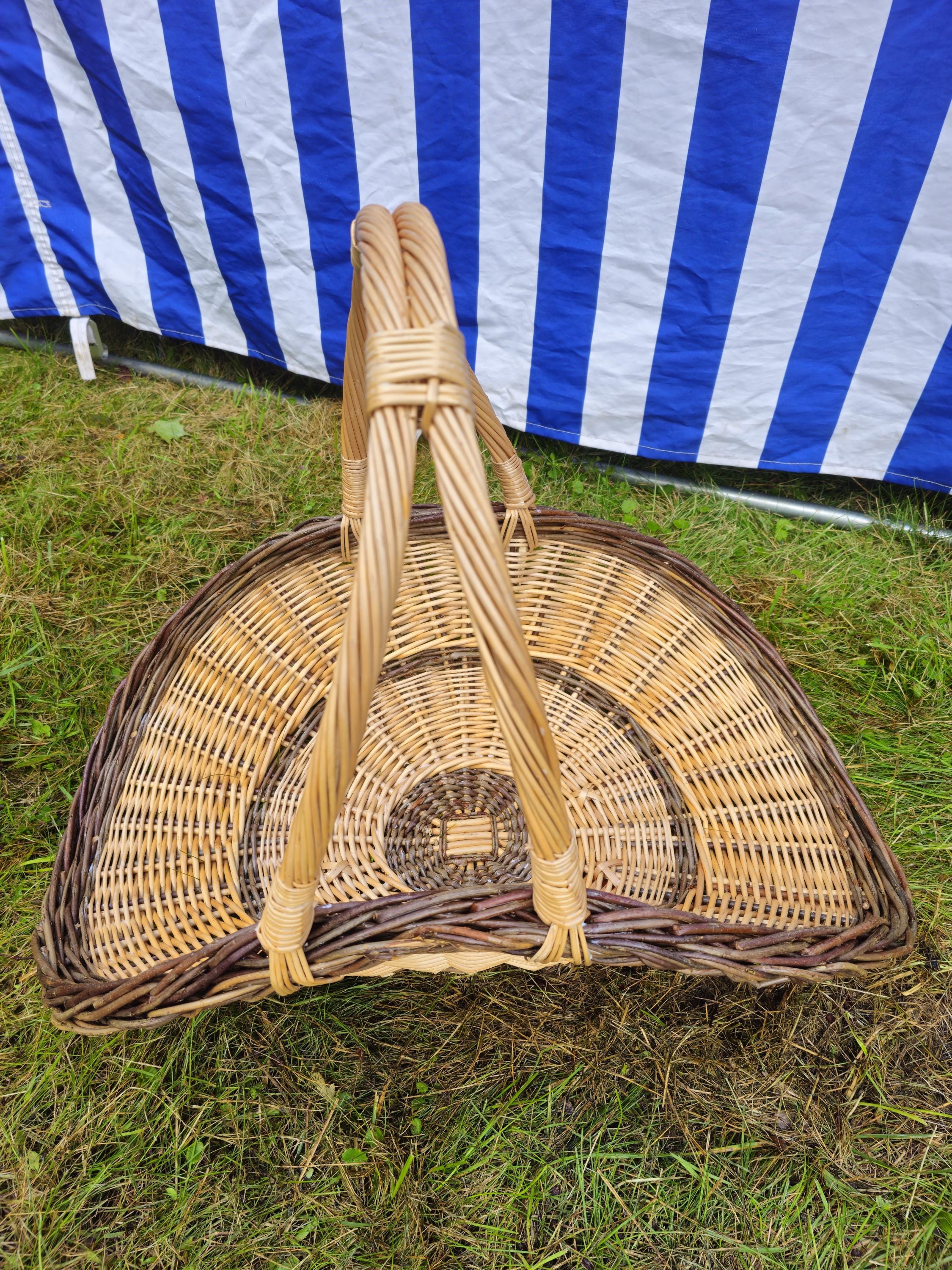 Wicker Flower Basket with Two Arched Handles