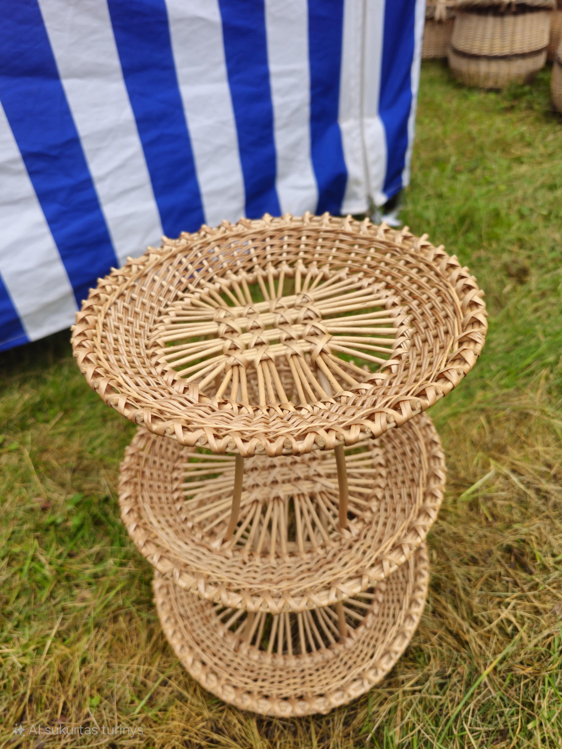 Handwoven Three-Tier Display Stand