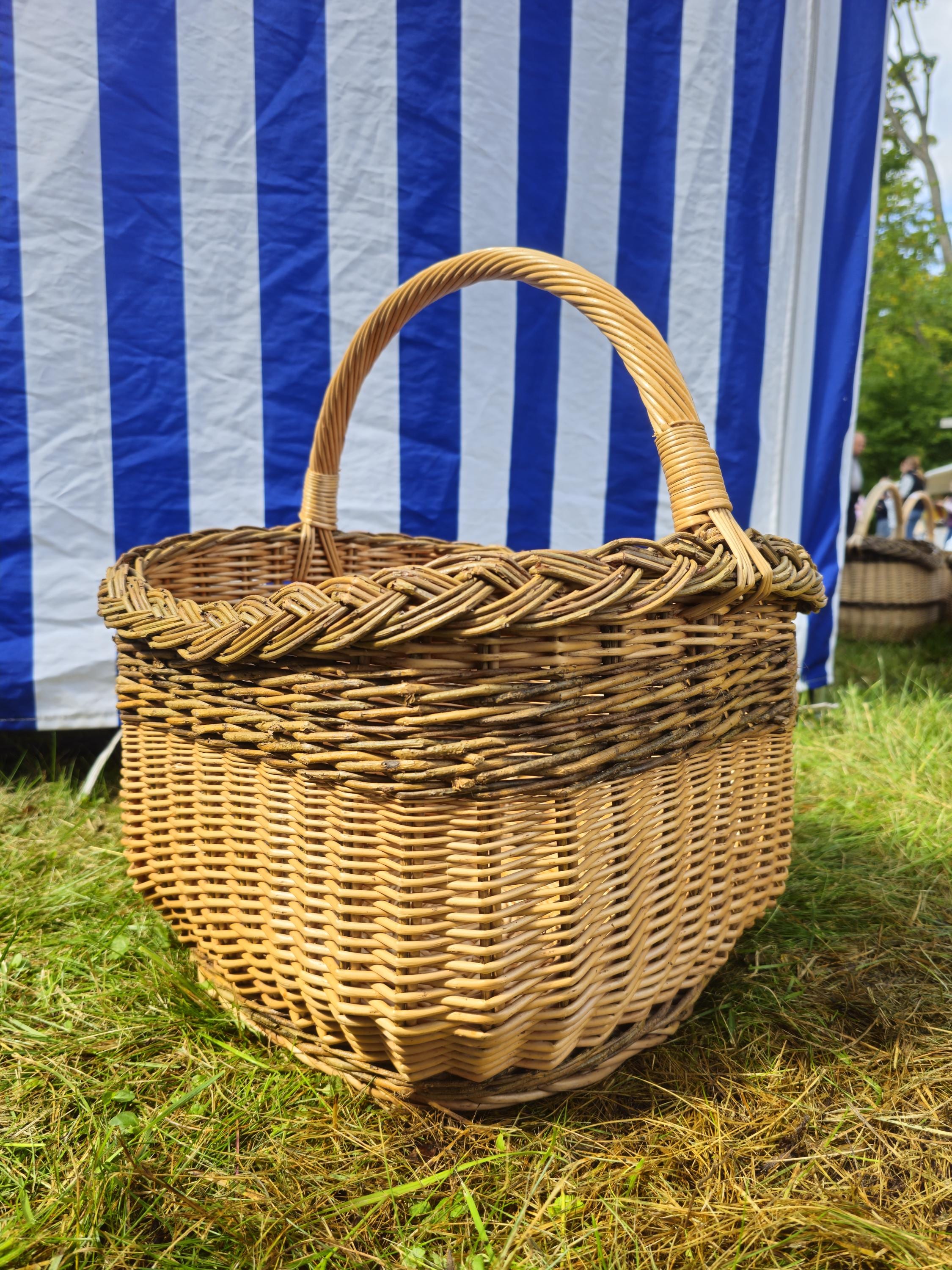 Wicker Mushroom Basket with Braided Rim