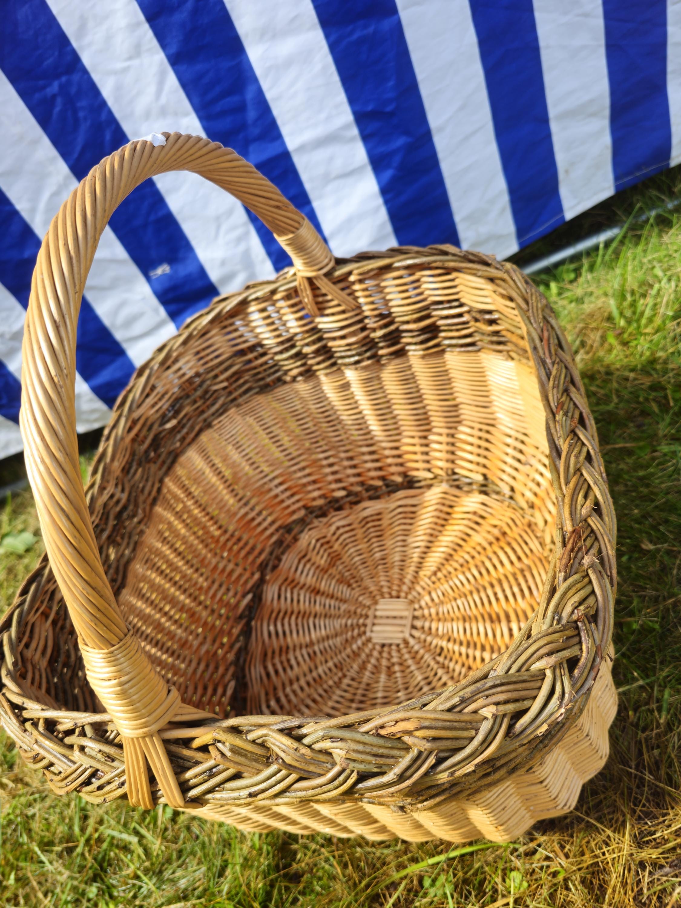Wicker Mushroom Basket with Braided Rim