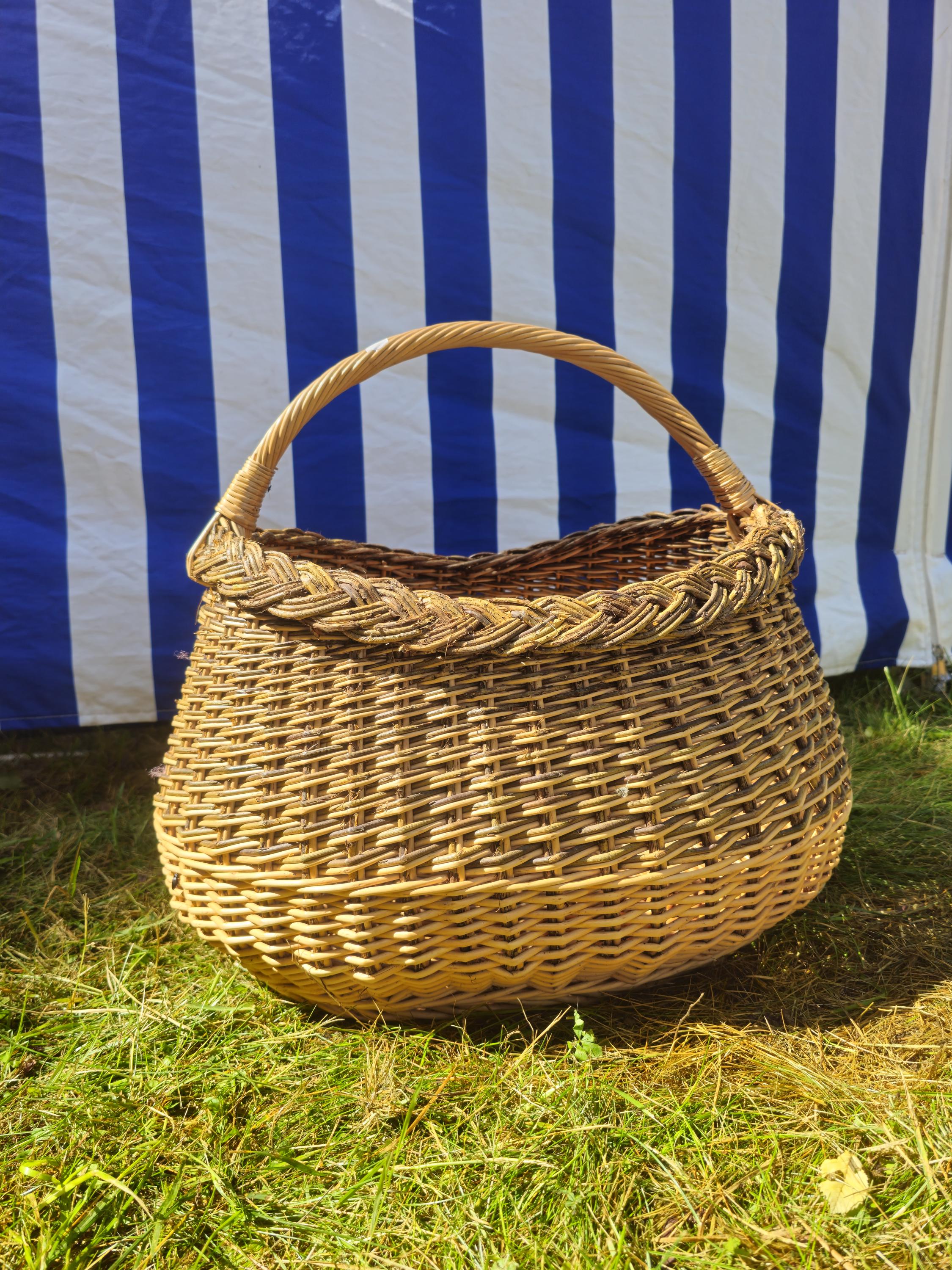 Wicker Mushroom Basket with Braided Rim