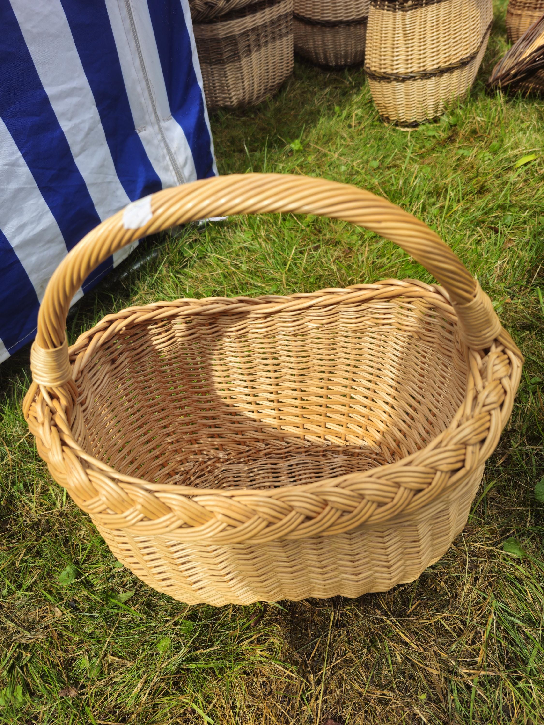Wicker Basket with Braided Rim