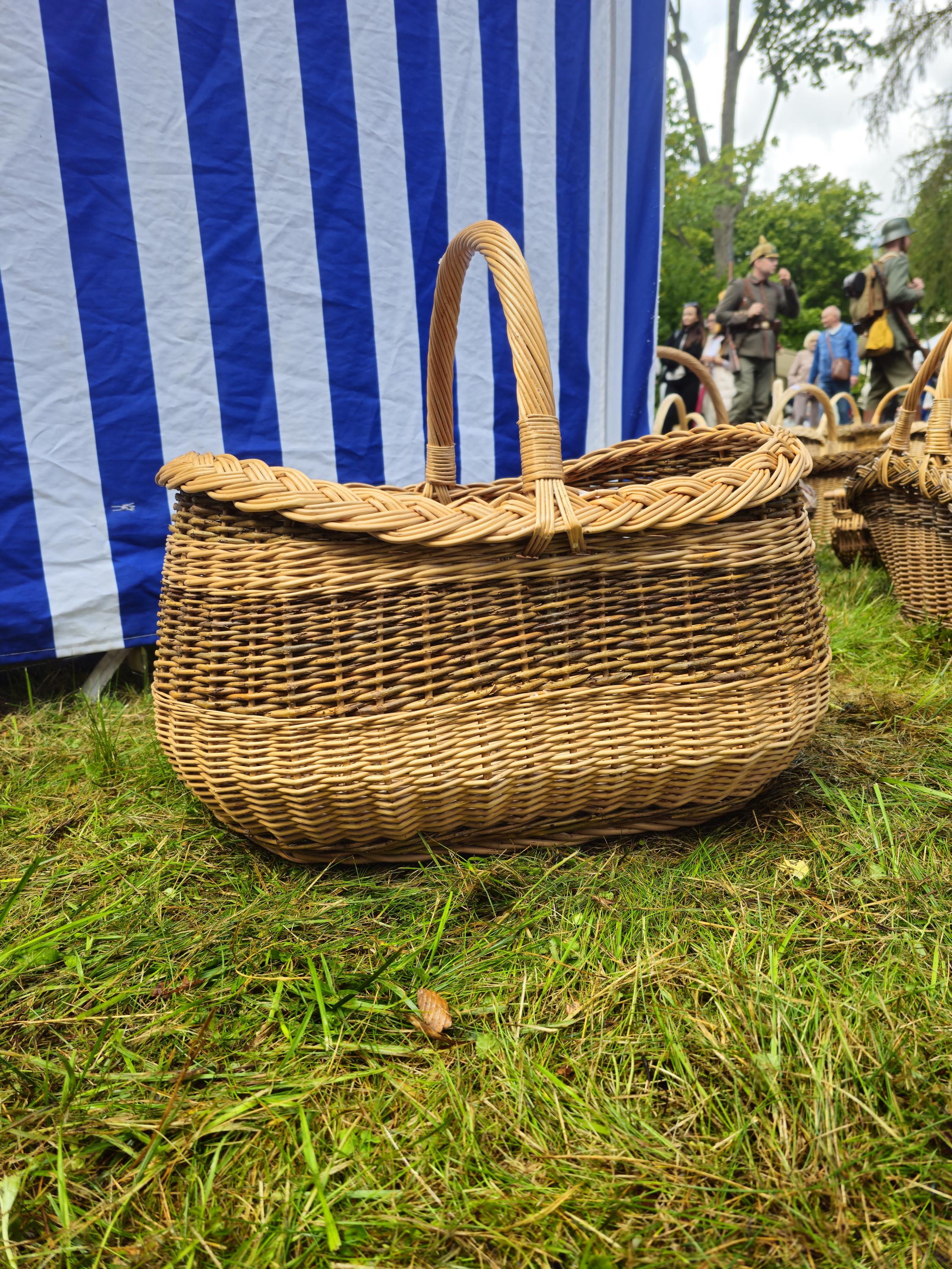 Braided Rim Large Wicker Gathering Basket