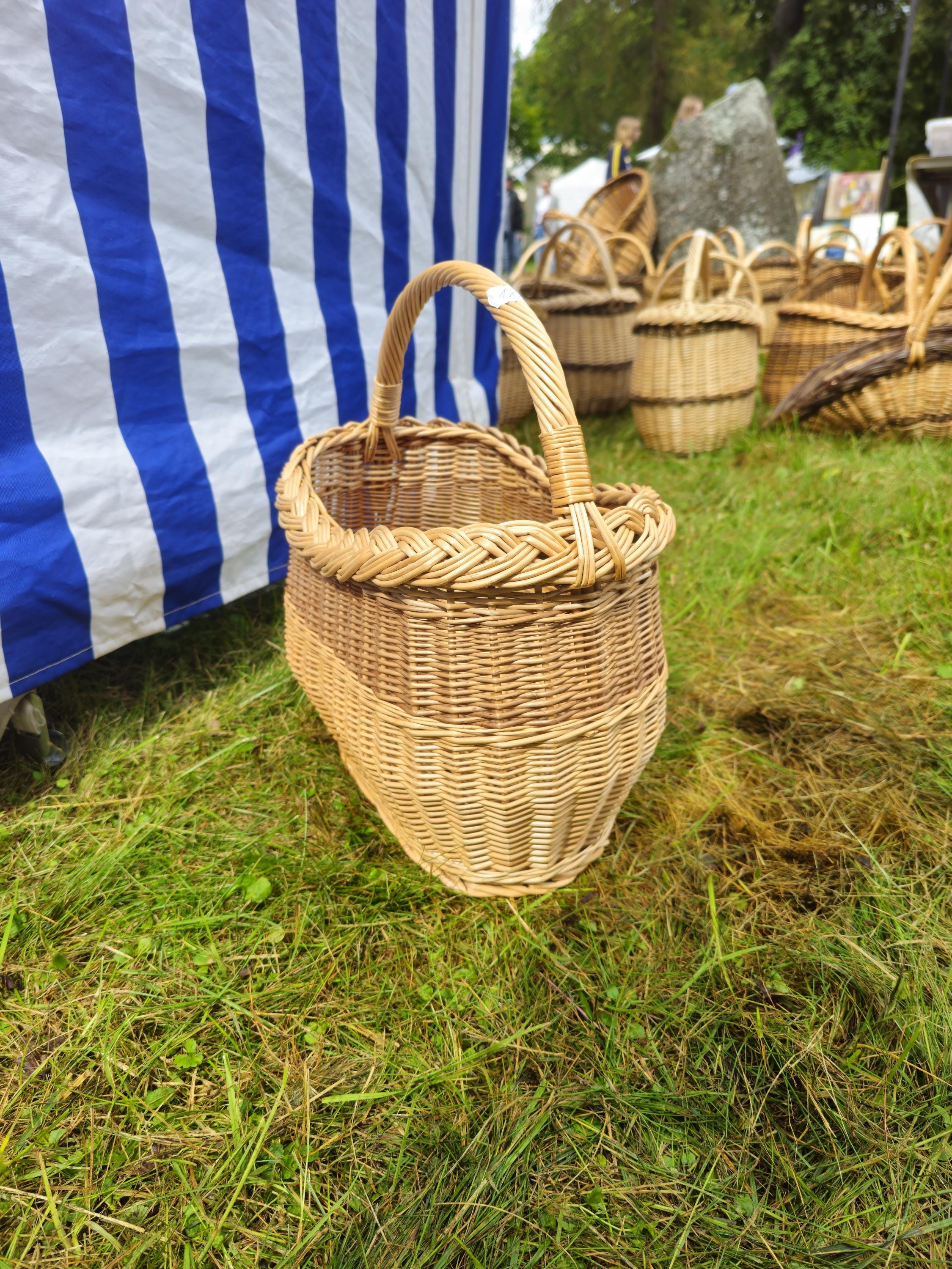 Wicker Oval Basket with Braided Rim