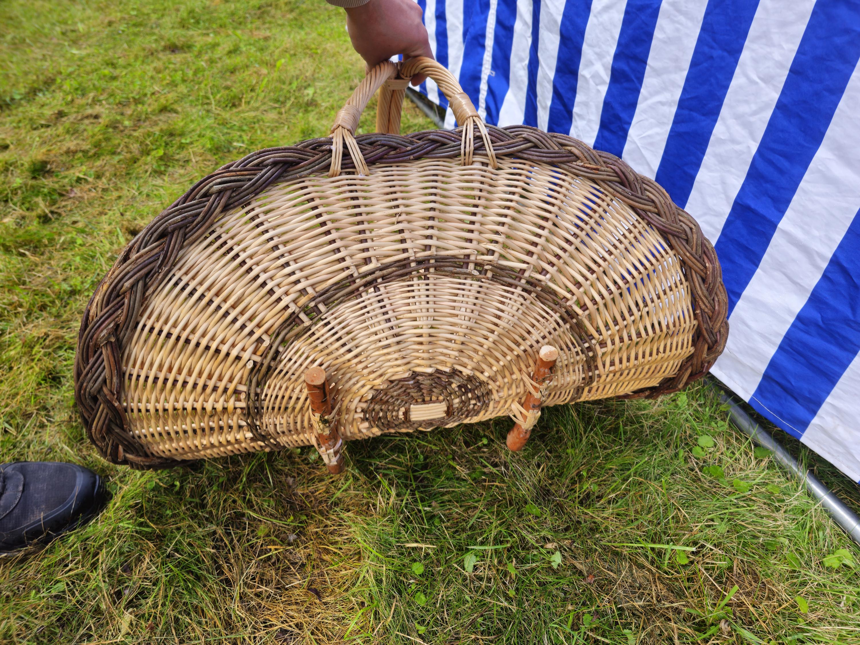 Wicker Flower Basket with Two Arched Handles