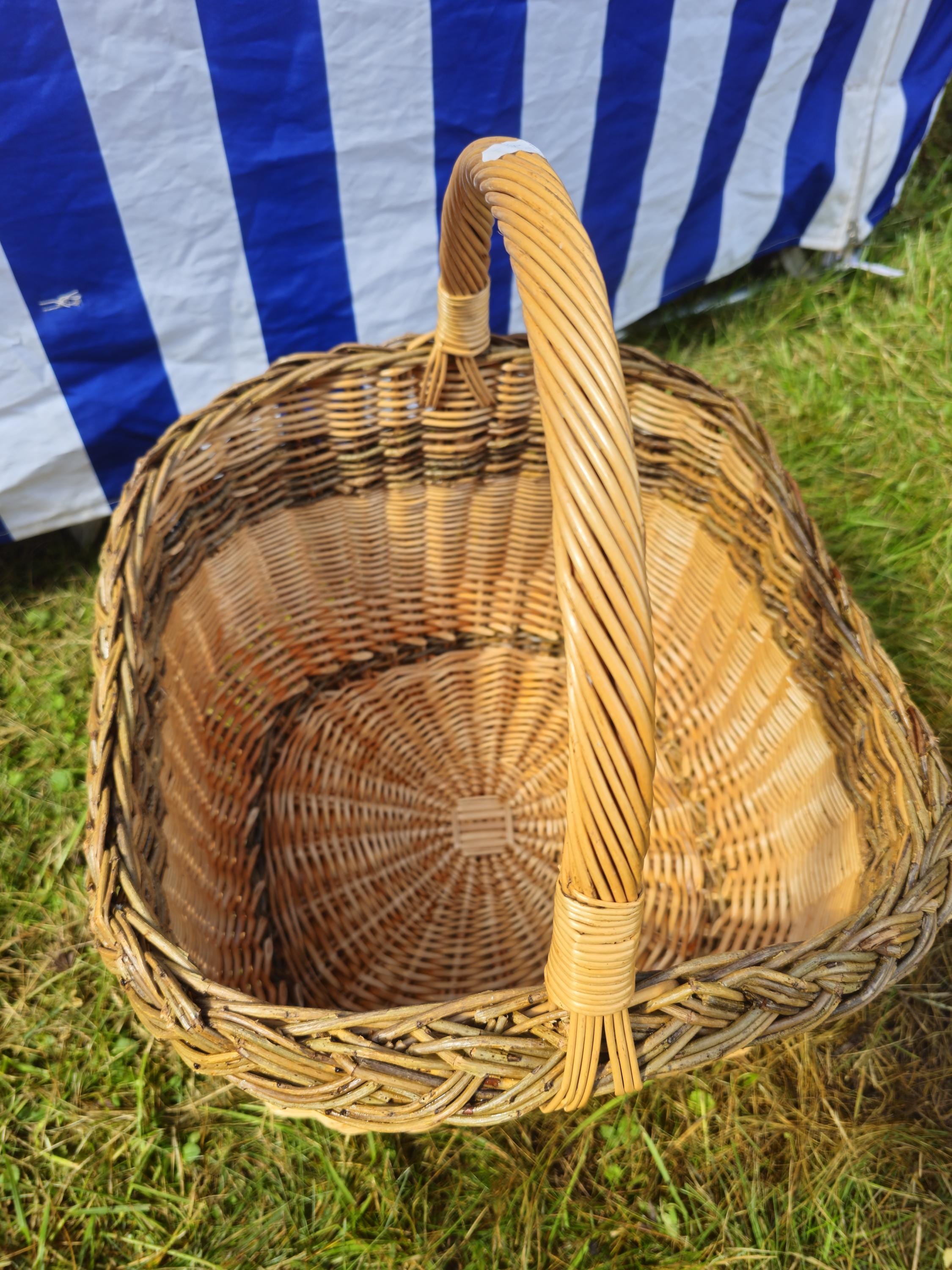 Wicker Mushroom Basket with Braided Rim