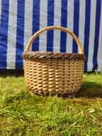 Oval Wicker Mushroom Basket with Braided Rim