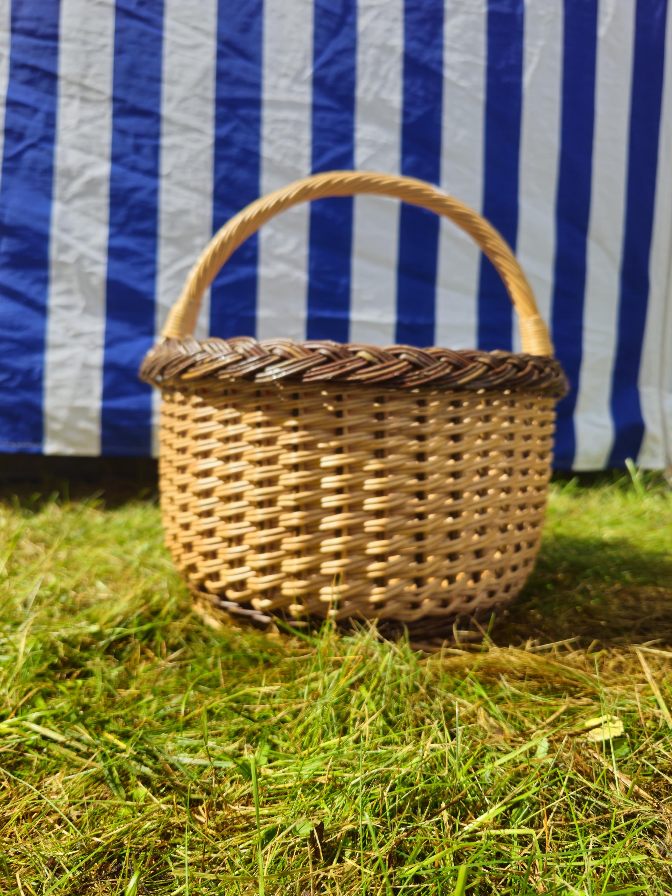 Oval Wicker Mushroom Basket with Braided Rim