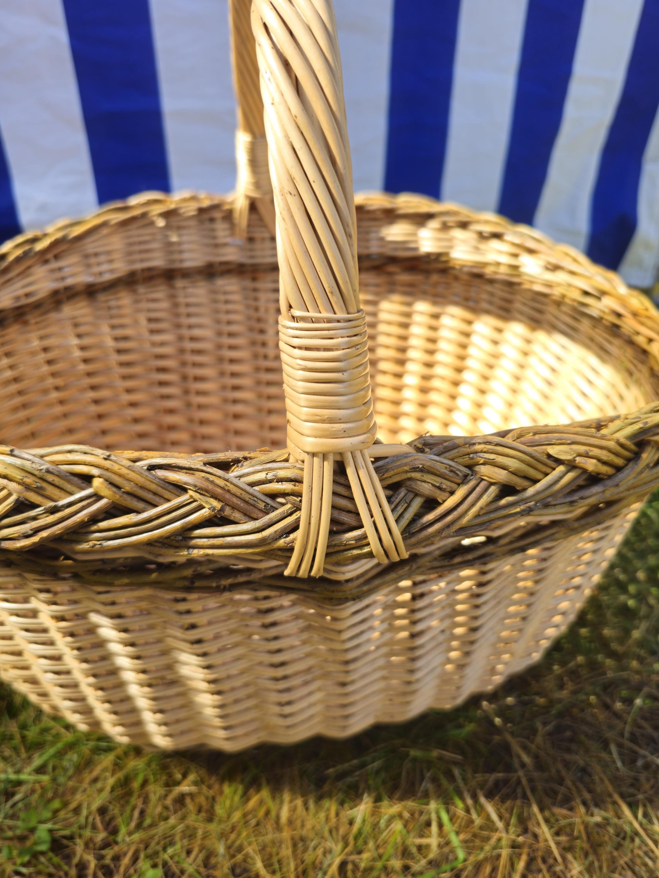 Large Oval Wicker Basket with Rustic Finish