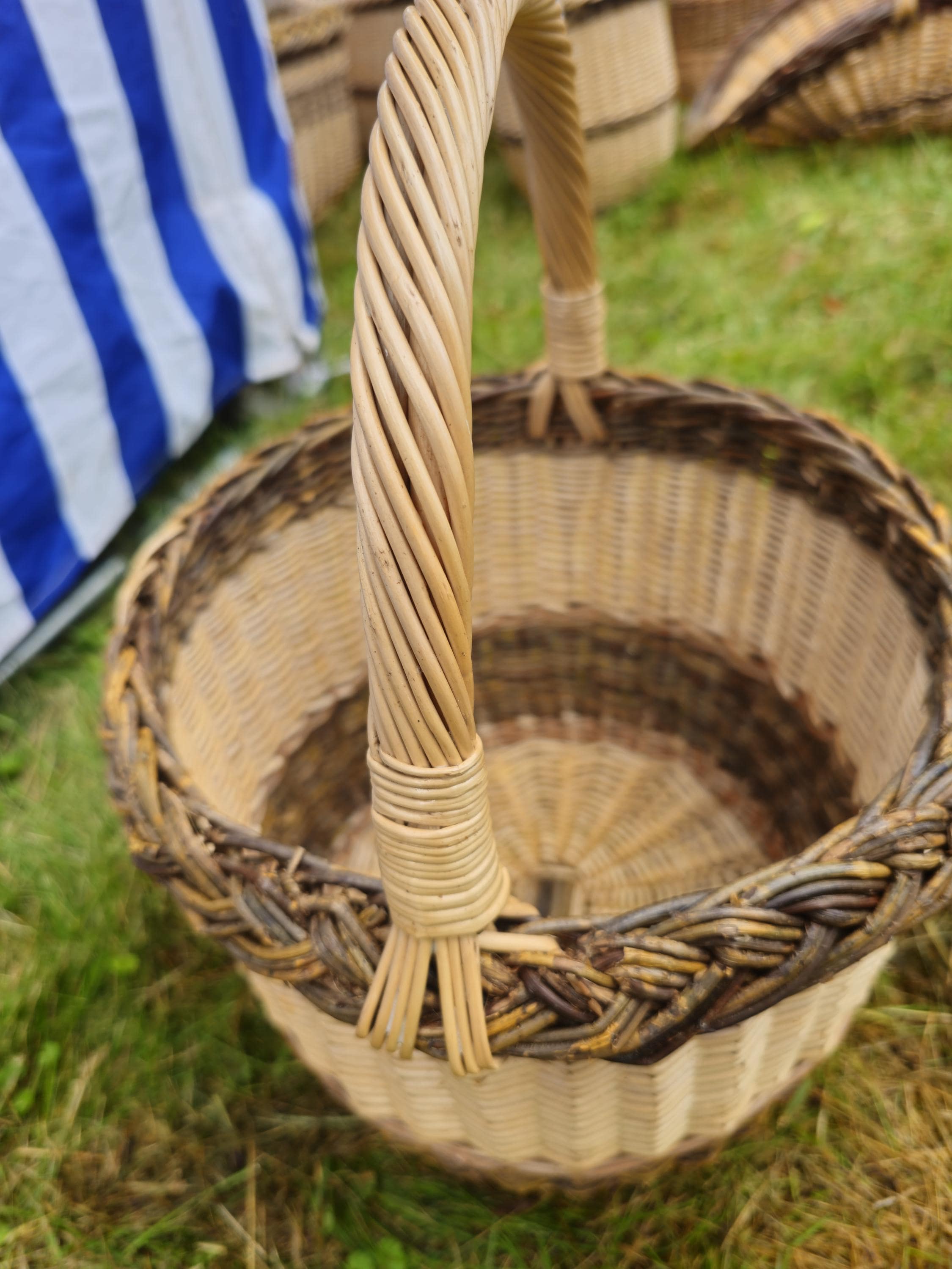 Wicker Basket with Dark Braided Rim