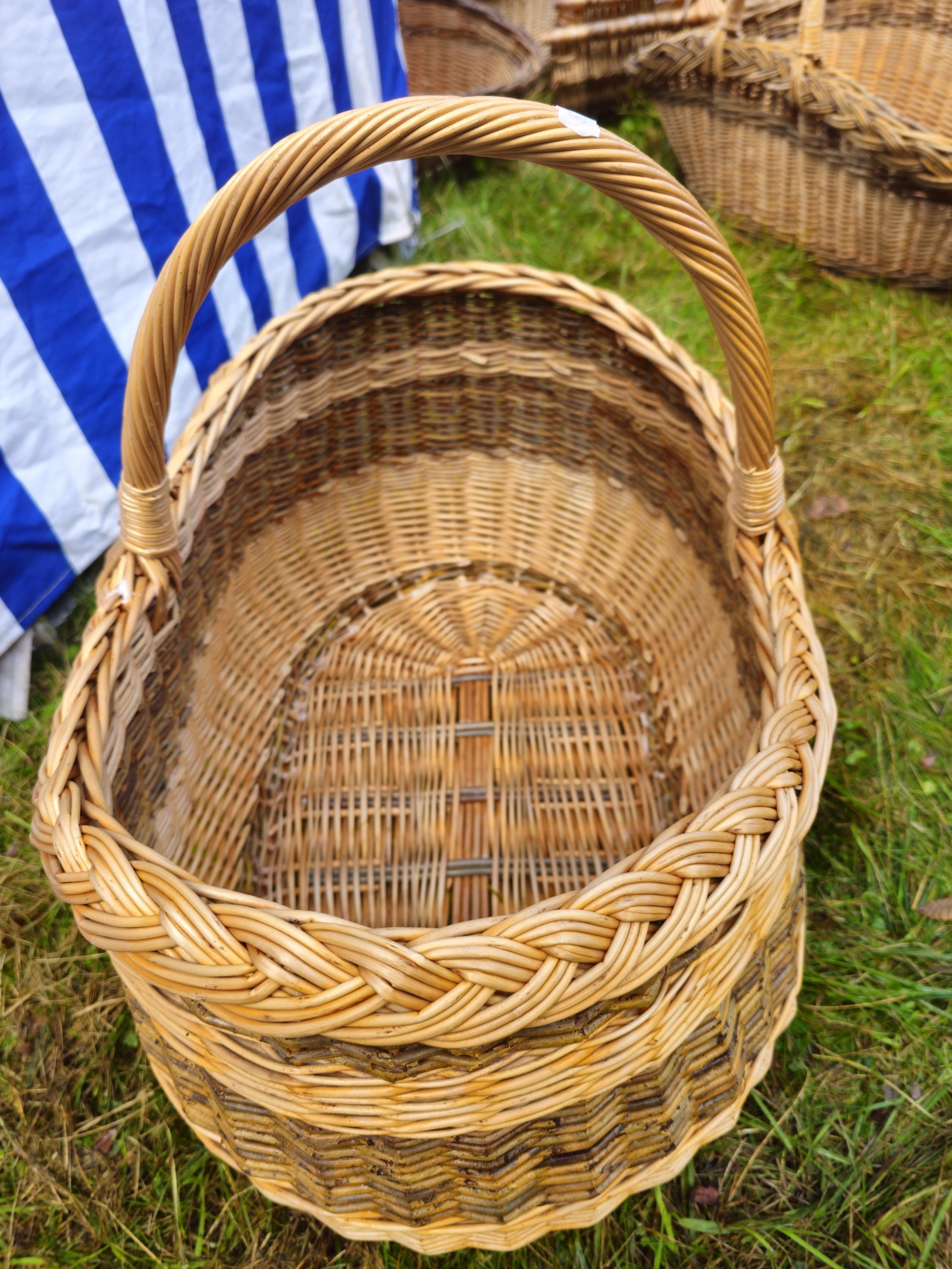 Braided Rim Large Wicker Gathering Basket
