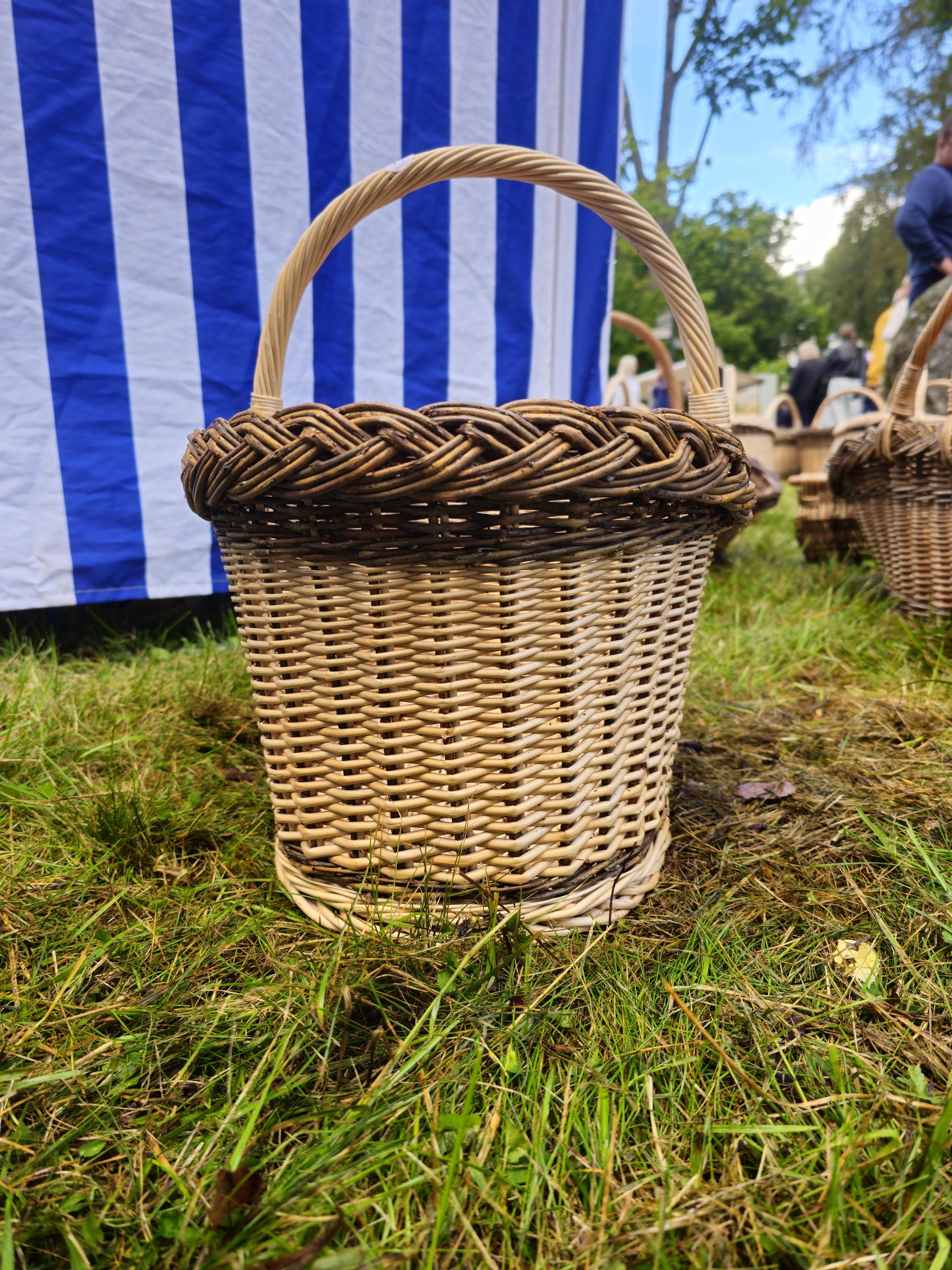 Wicker Oval Basket with Rustic Dark Rim
