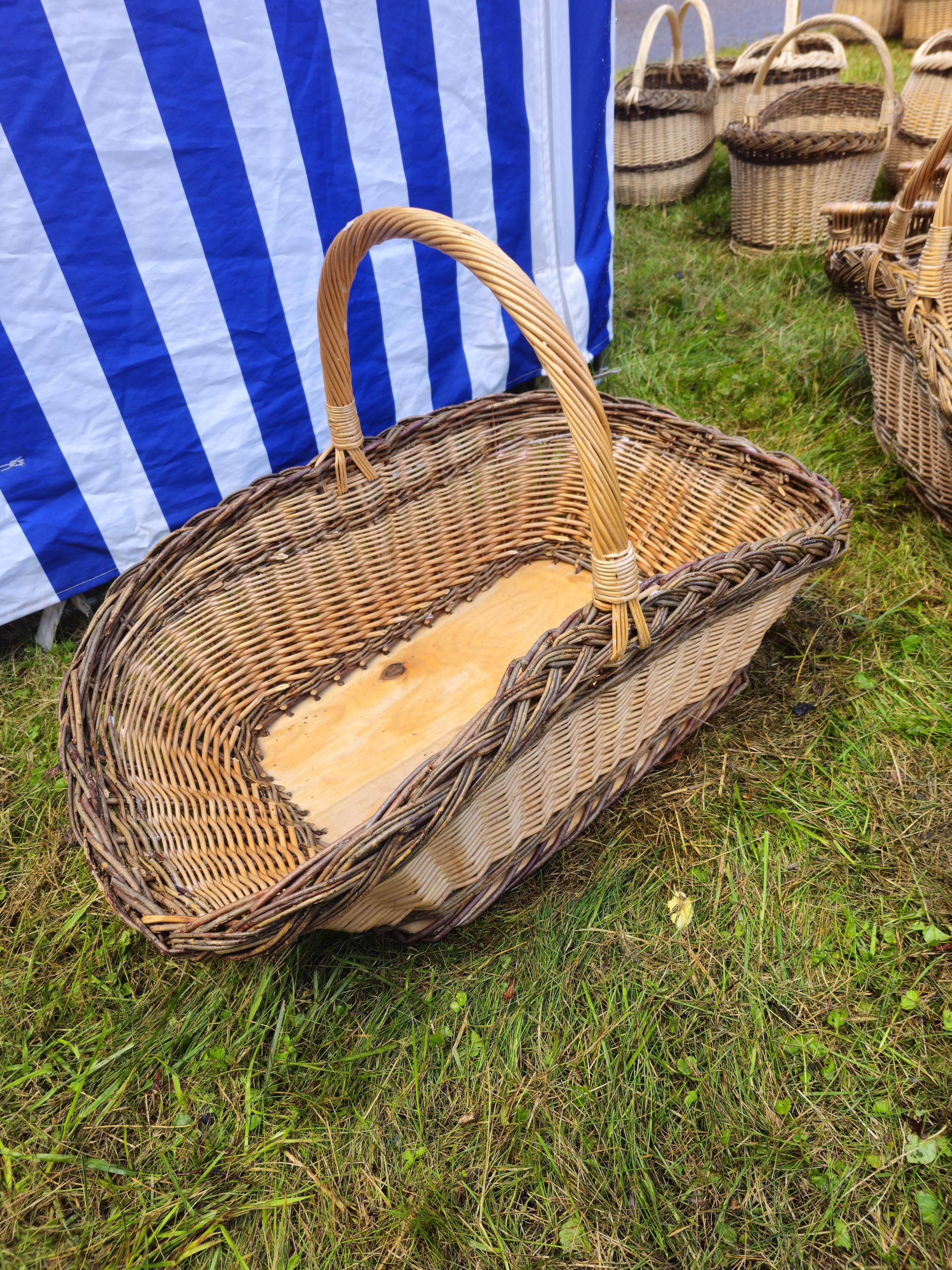 Wicker Gathering Basket with Wooden Base