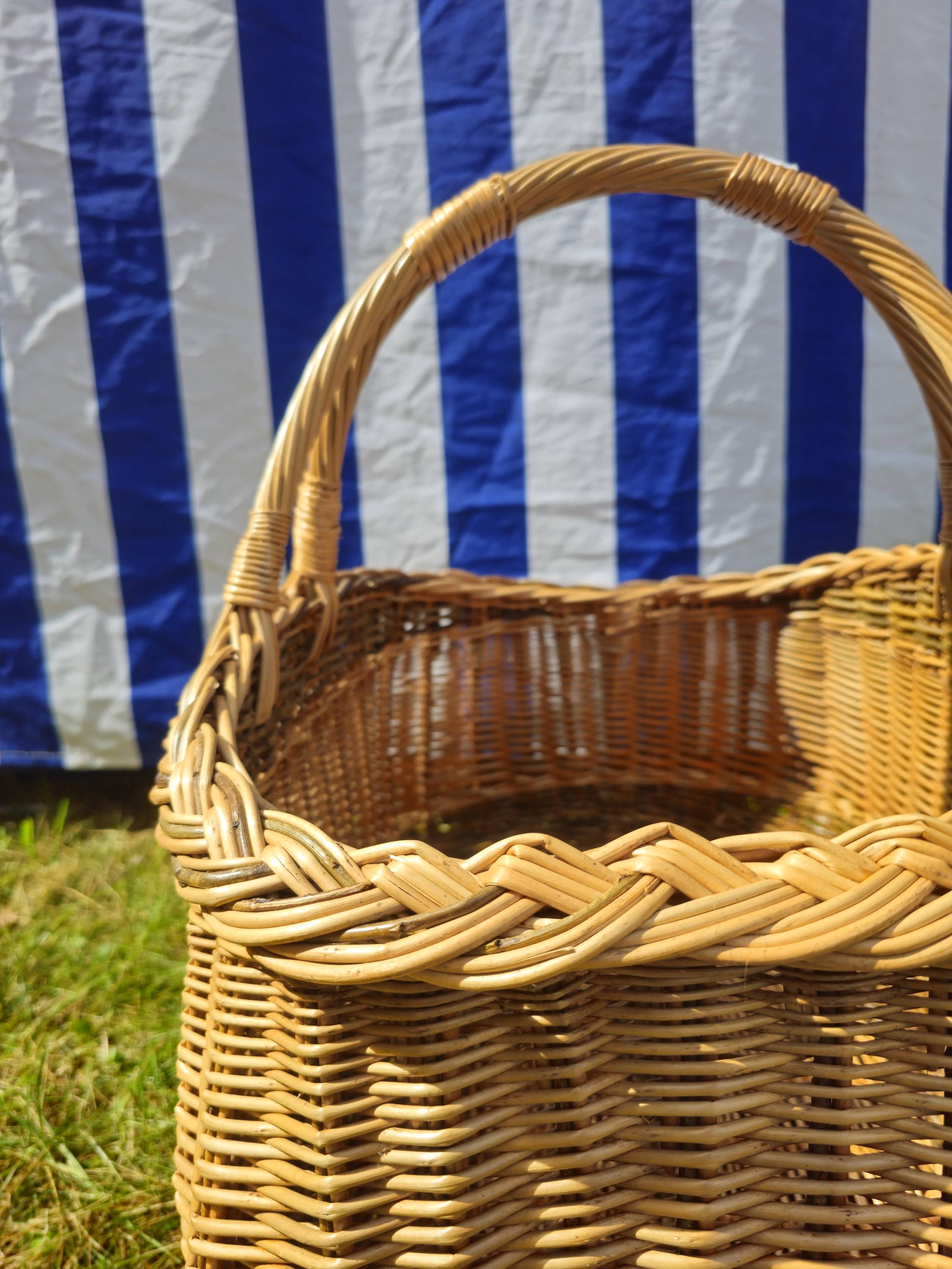 Wicker Mushroom Basket with Thick Braided Edge