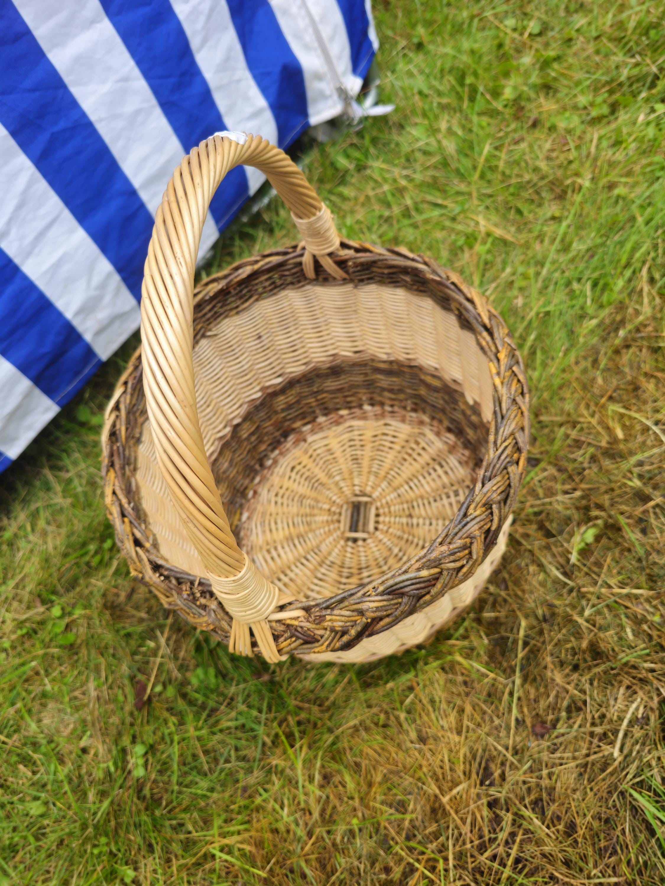 Wicker Basket with Dark Braided Rim