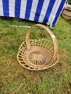 Shallow Wicker Display Basket with Arched Handle