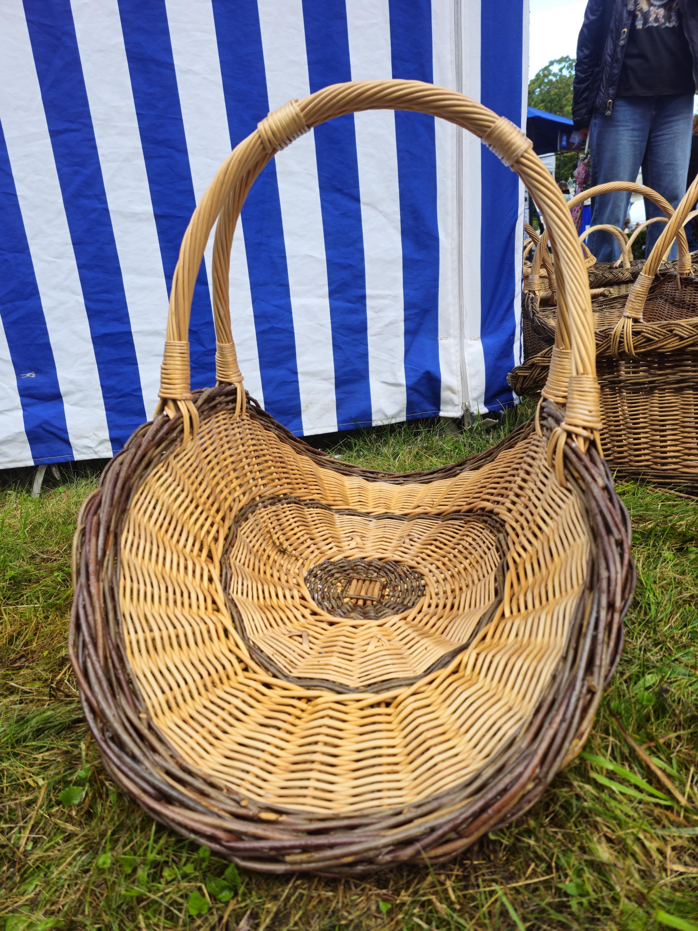 Wicker Flower Basket with Two Arched Handles
