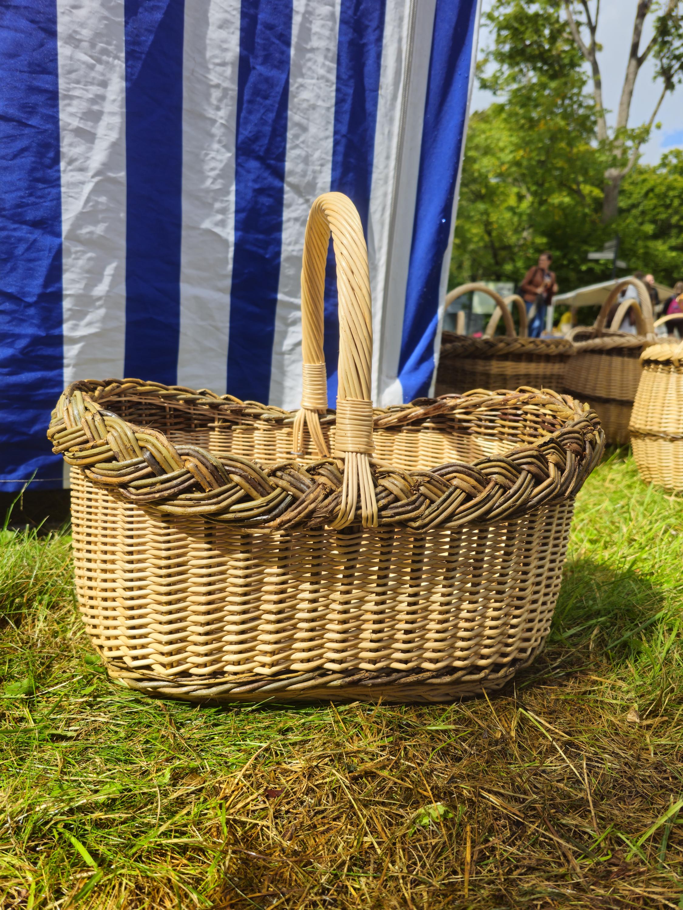 Wicker Foraging Basket with Natural Braided Rim