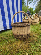 Wicker Basket with Dark Braided Rim