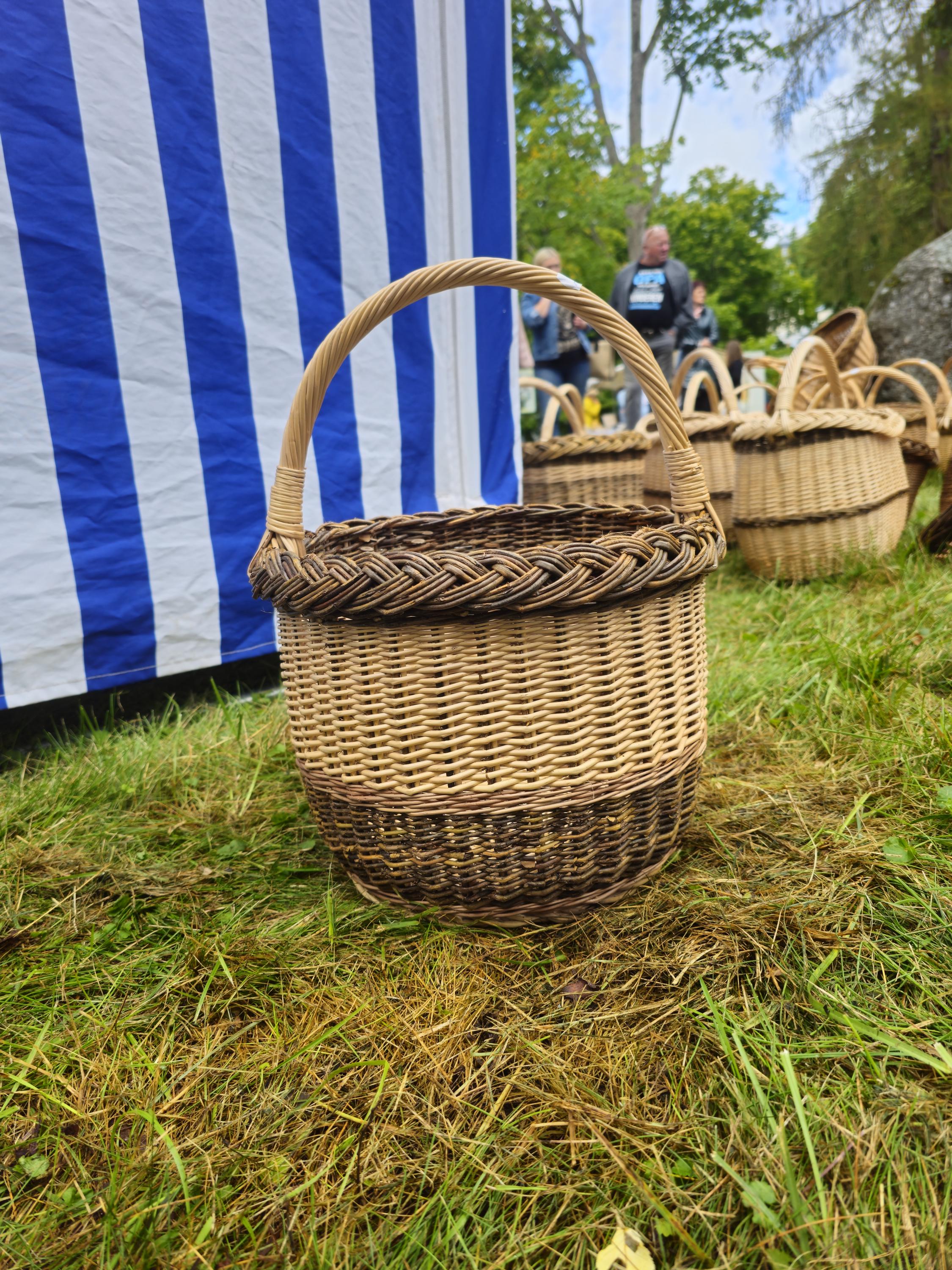 Wicker Basket with Dark Braided Rim