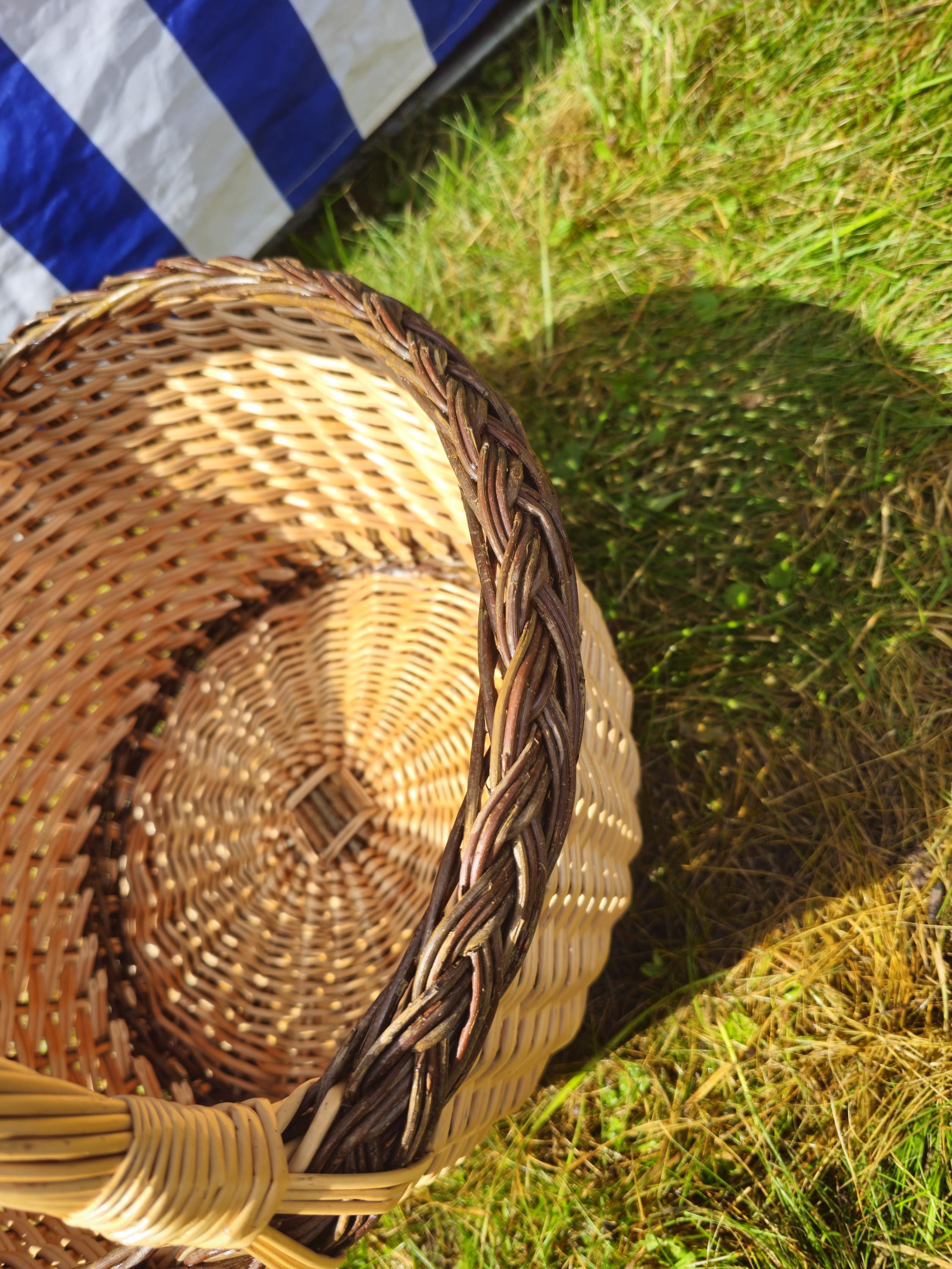 Oval Wicker Mushroom Basket with Braided Rim