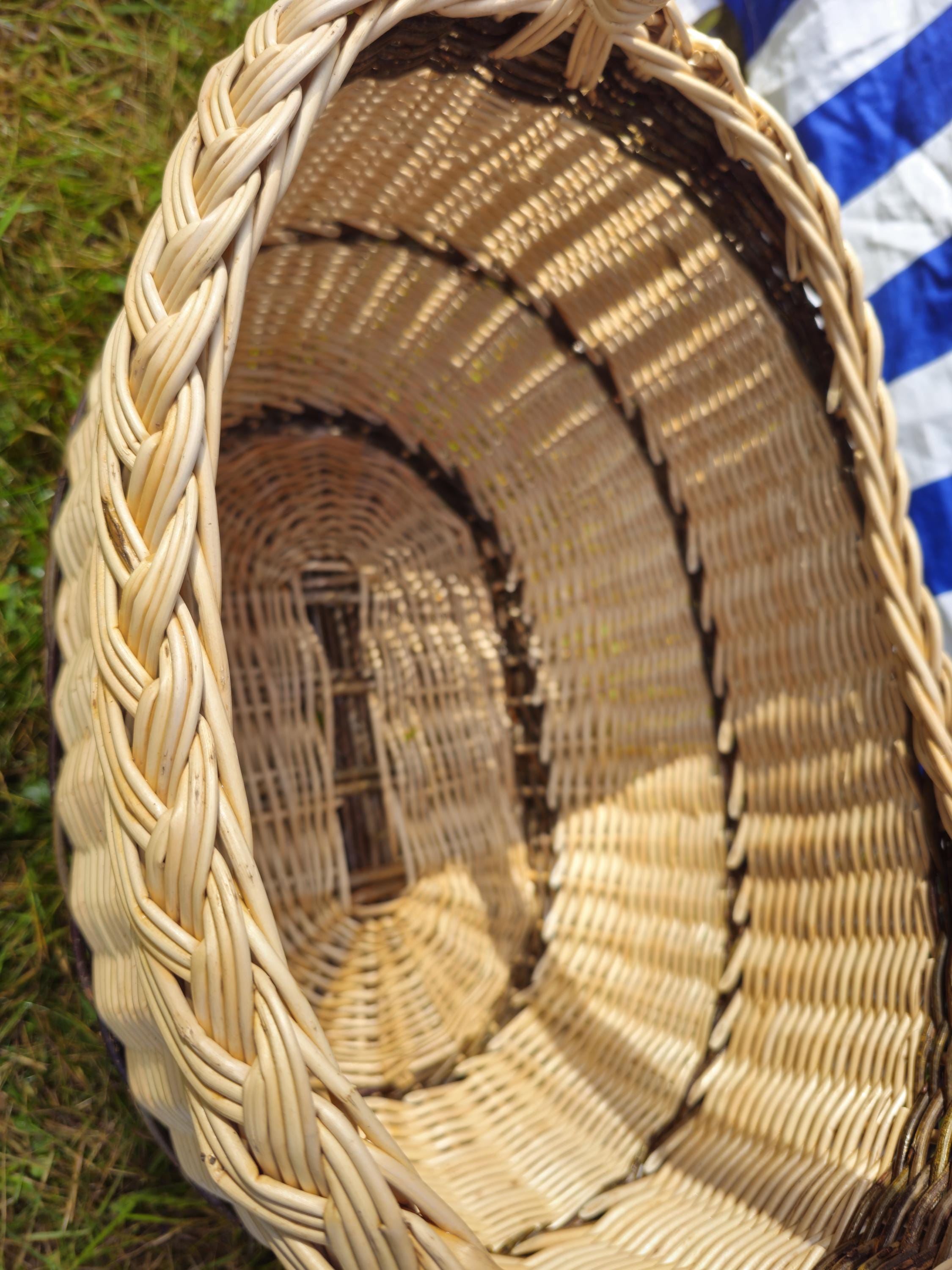 Long Willow Basket with Braided Rim