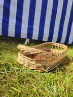 Wicker Serving Tray with Wooden Base