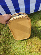 Wicker Serving Tray with Wooden Base