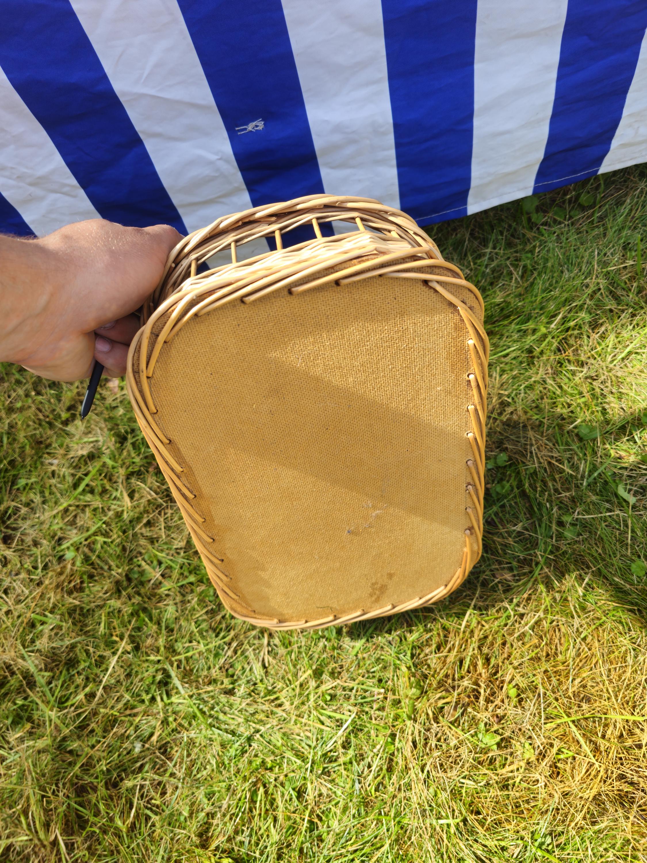 Wicker Serving Tray with Wooden Base