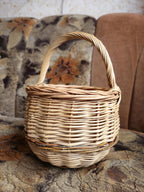 Handwoven Round Wicker Basket with Handle