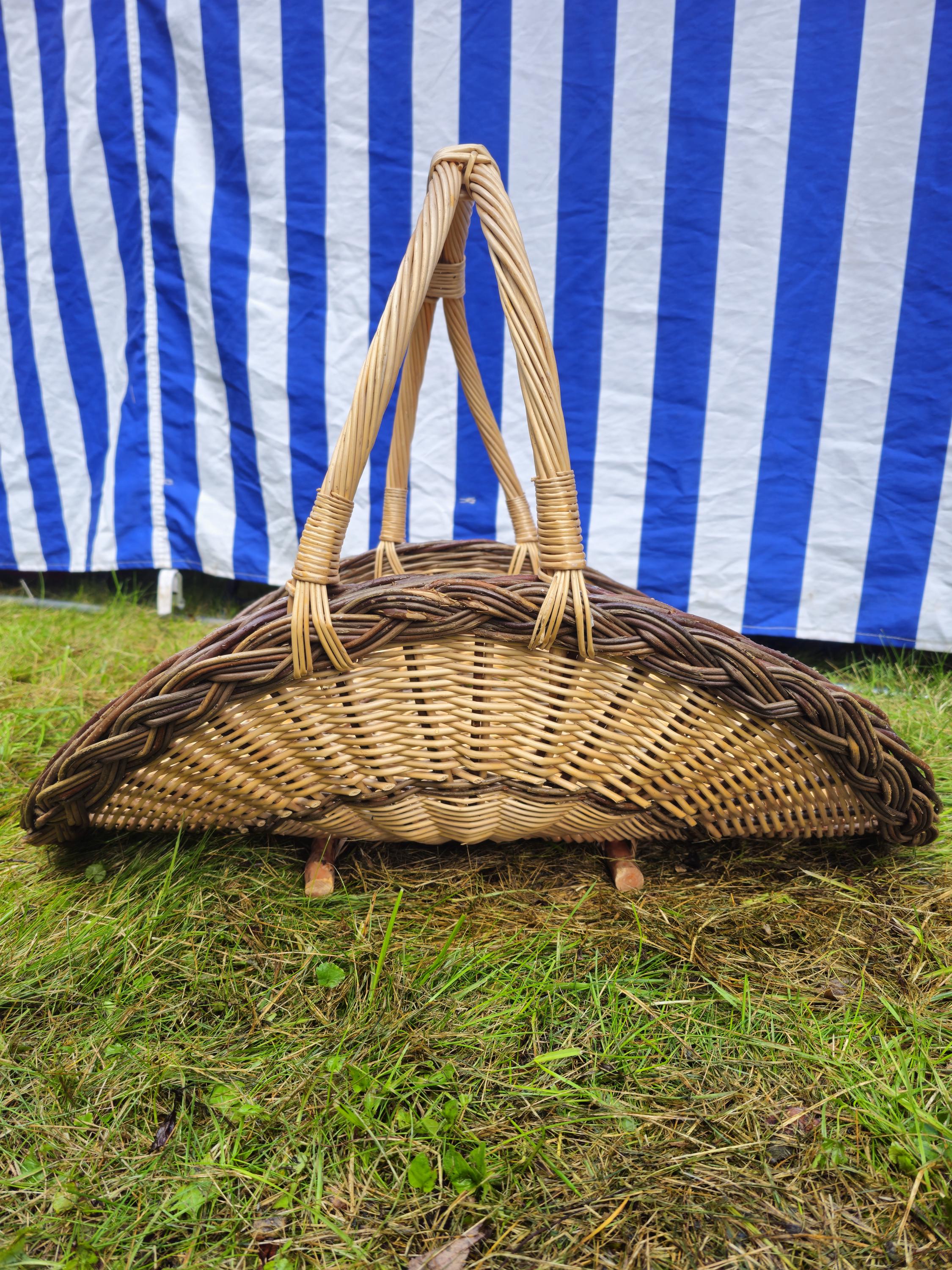 Wicker Flower Basket with Two Arched Handles