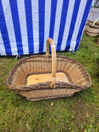 Wicker Gathering Basket with Wooden Base