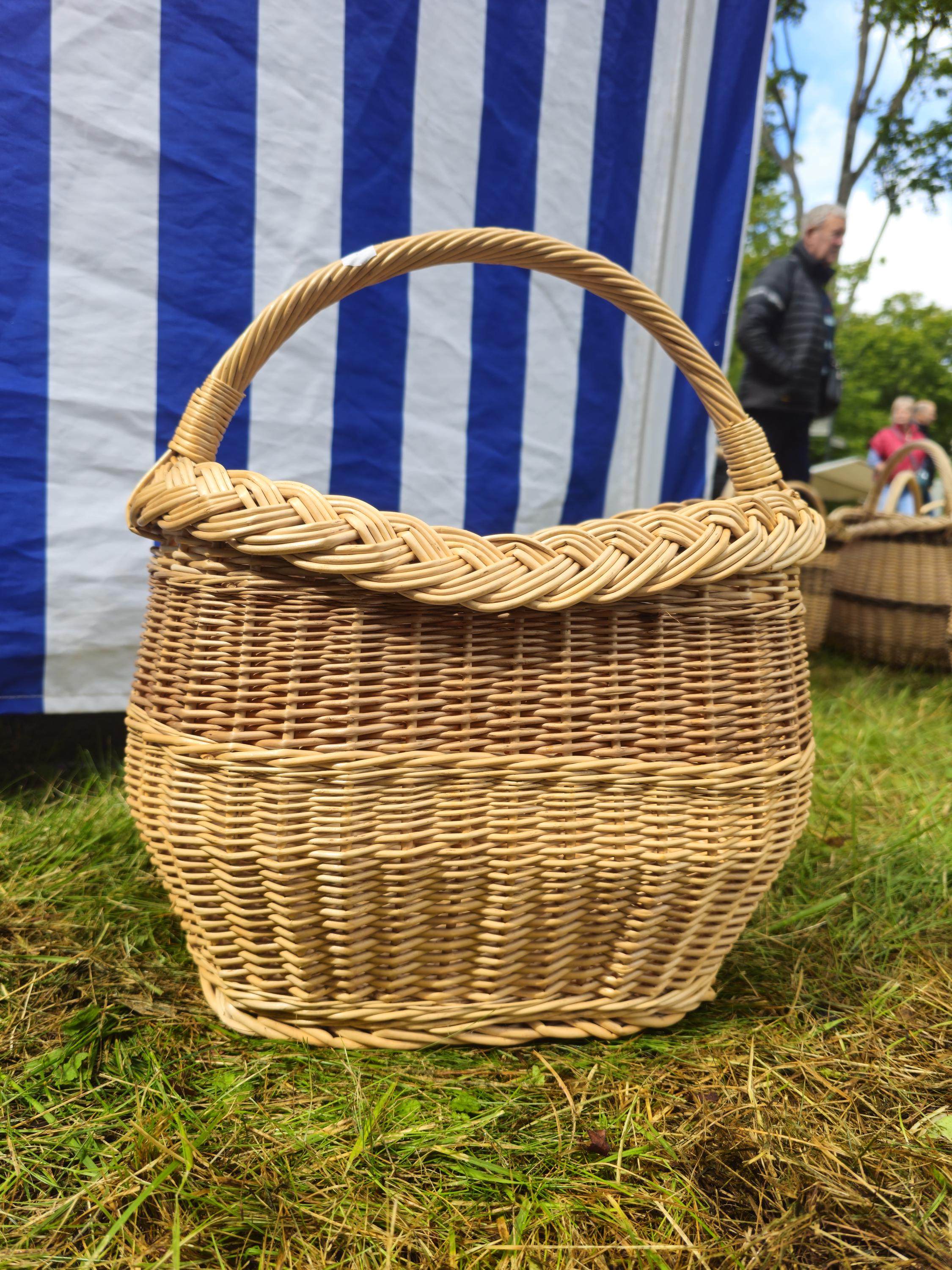 Wicker Oval Basket with Braided Rim