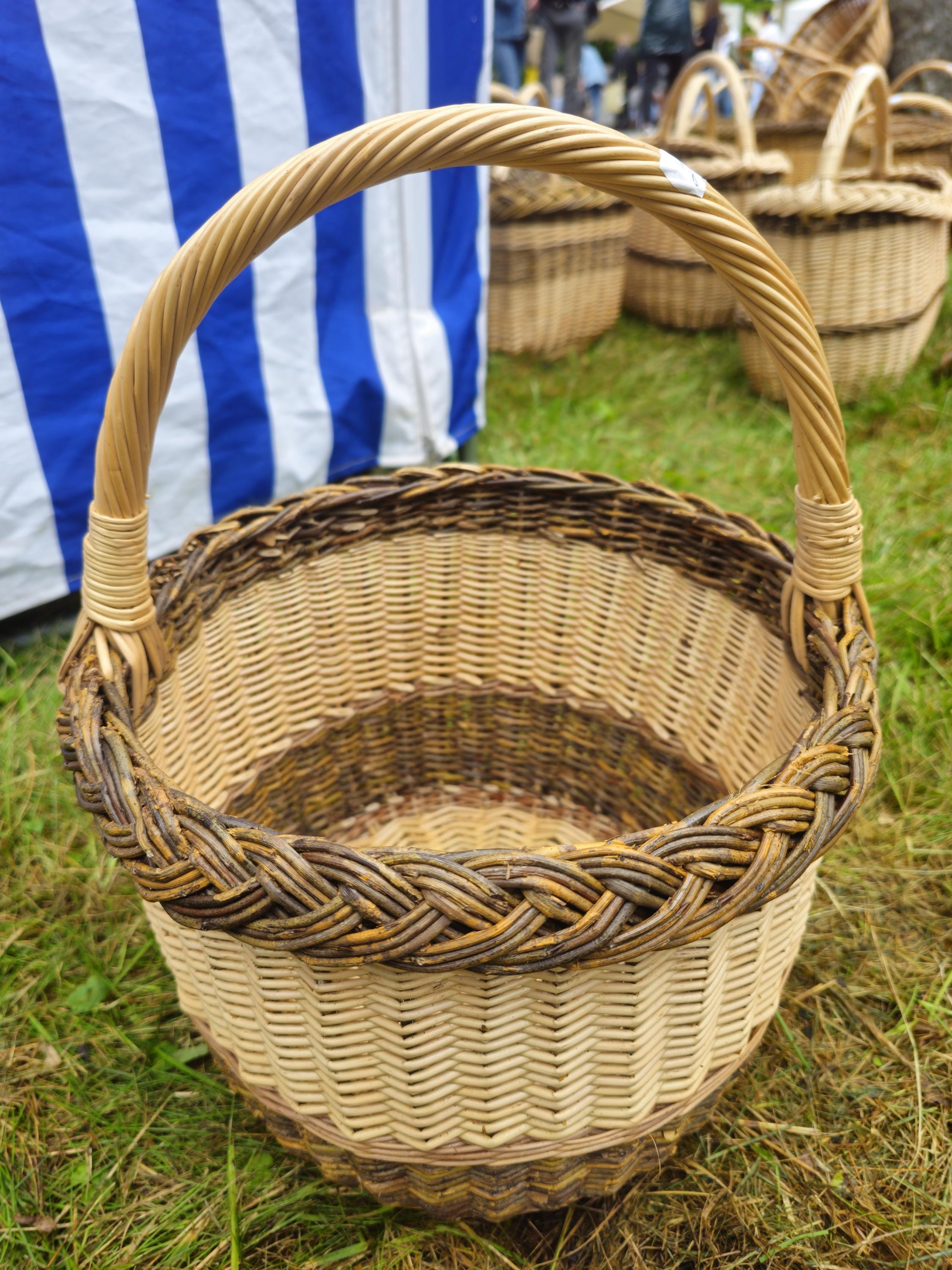 Wicker Basket with Dark Braided Rim