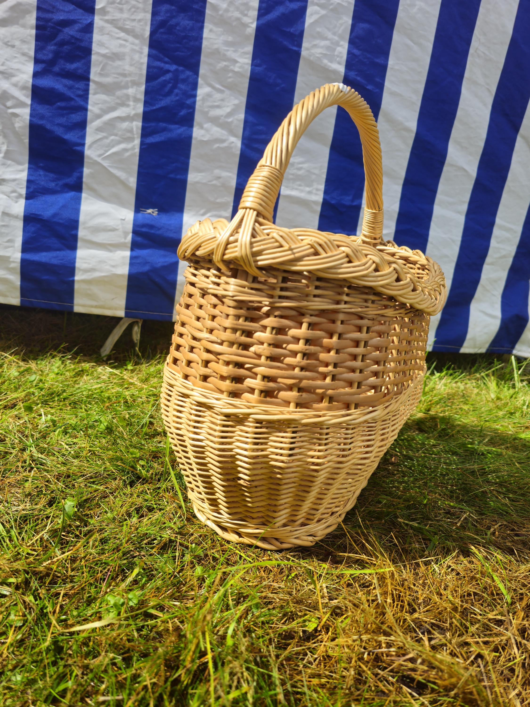 Wicker Basket with Braided Rim