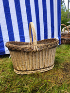Wicker Oval Basket with Rustic Dark Rim