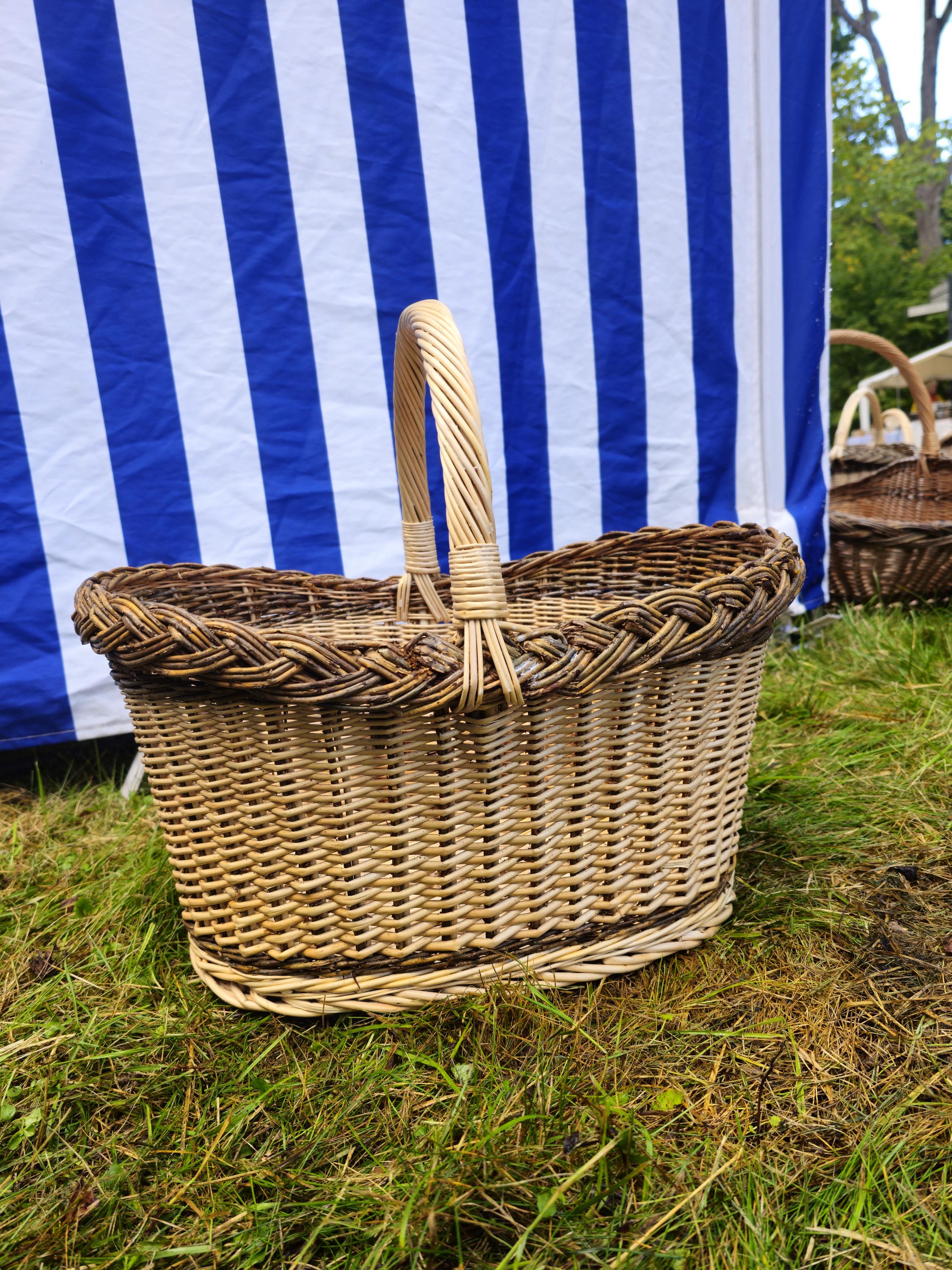 Wicker Oval Basket with Rustic Dark Rim
