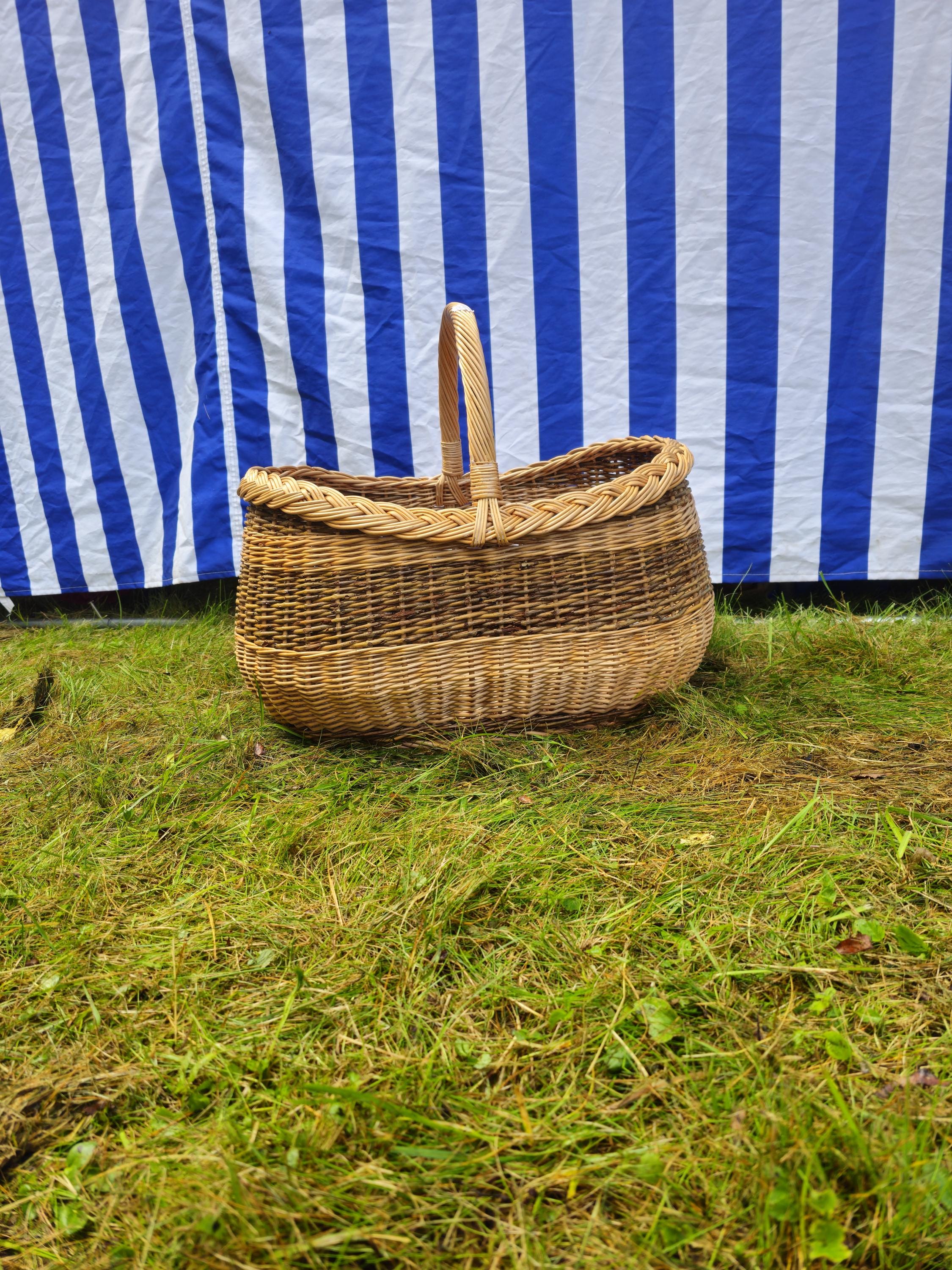 Braided Rim Large Wicker Gathering Basket