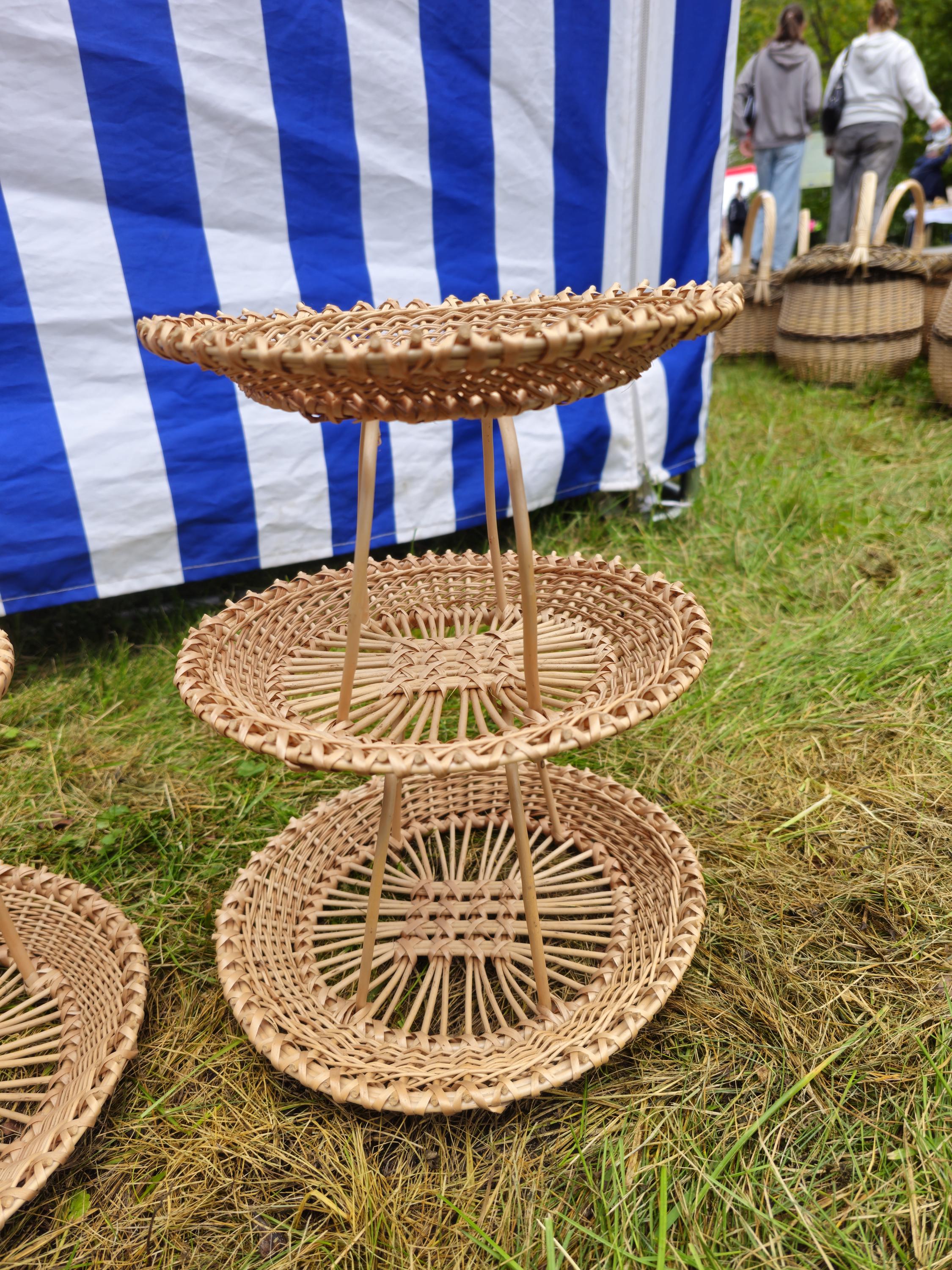 Handwoven Three-Tier Display Stand