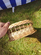 Wicker Serving Tray with Wooden Base