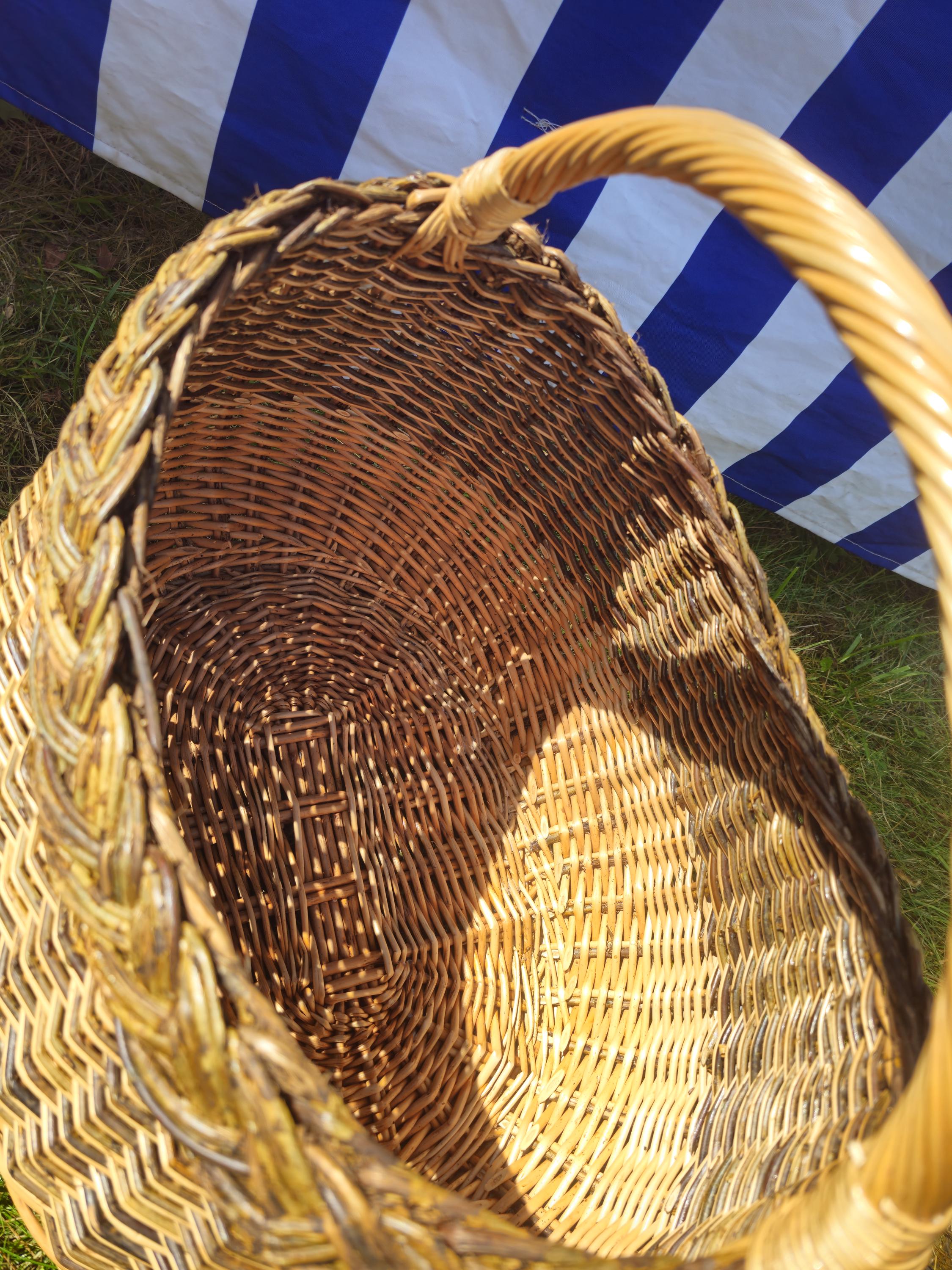 Wicker Mushroom Basket with Braided Rim